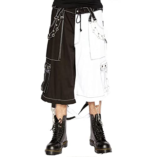 Gothic Punk Rock Men's Bondage Pants - Emo Alternative White Shorts (Small) | Perfect for Punk Concerts, Gothic Fashion & Alternative Streetwear
