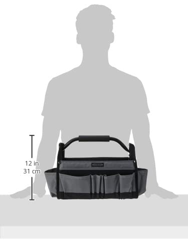 McGuire-Nicholas 15 Inch Collapsible Tool Tote Bag - Heavy Duty Grey & Black Tool Organizer for Electricians, Plumbers & DIY Projects - Portable Workshop Storage for Wrenches, Screwdrivers & Hand Tools