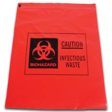 Biohazard Waste Bags with Secure Zip Closure - 1 Gallon Red Disposal Bags (Pack of 12) - Ideal for Medical Waste, Hospitals, Clinics & Home Healthcare Use