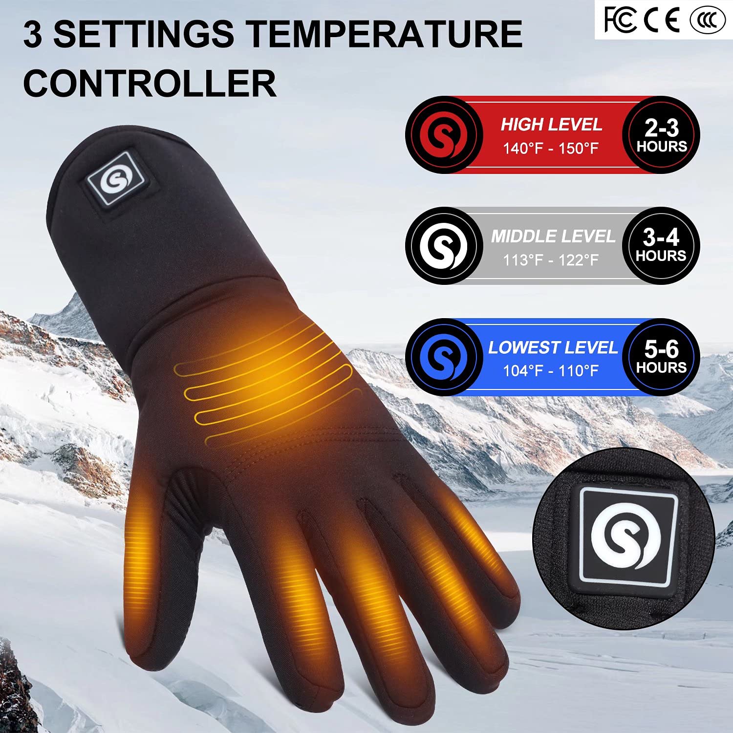 Rechargeable Electric Heated Gloves for Men & Women - Thin Battery-Powered Winter Work Gloves for Outdoor Activities, Skiing, and Cold Weather Protection