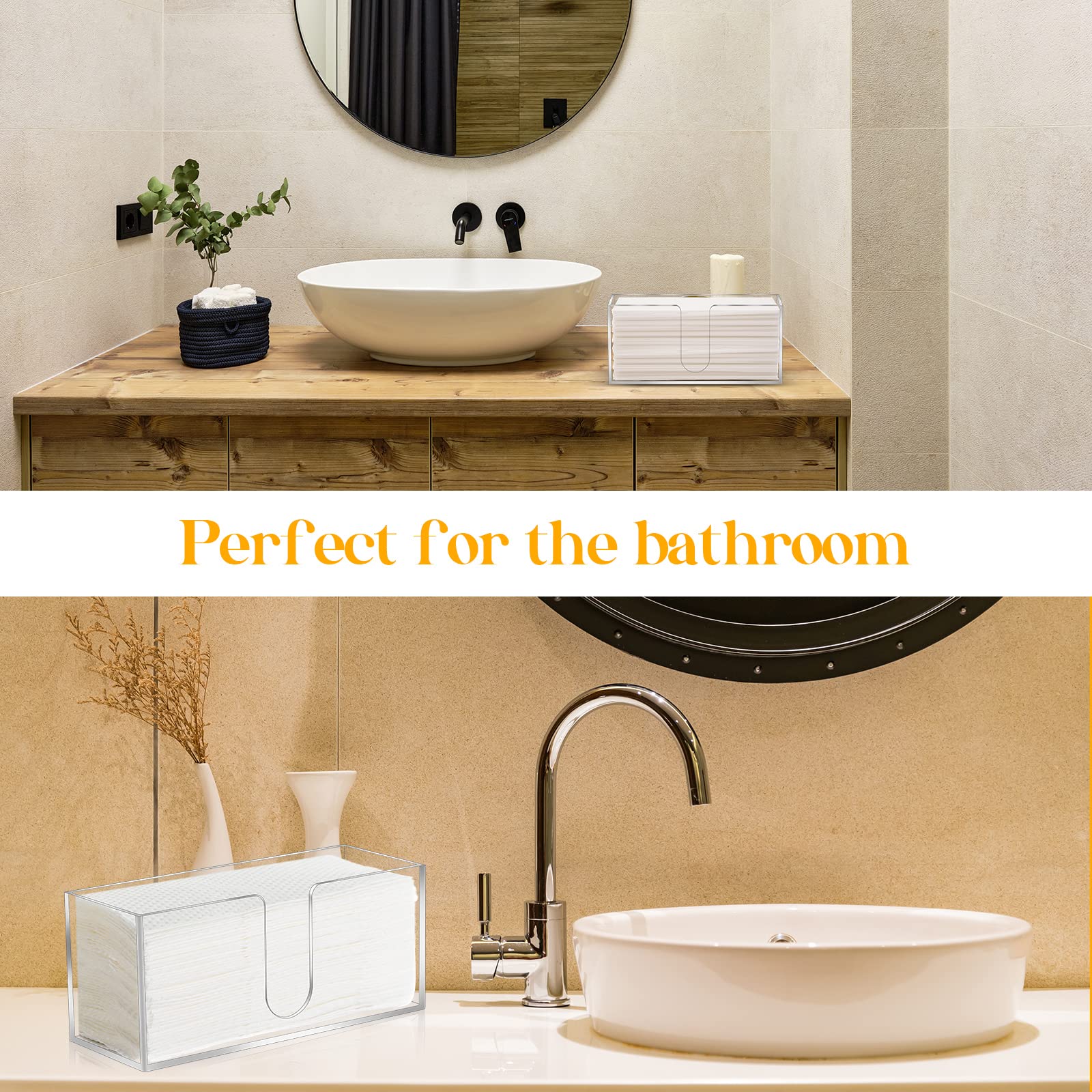 Clear Acrylic Countertop Paper Towel Dispenser - Folded Z-Fold C-Fold Multifold Napkin Holder for Bathroom Toilet Kitchen - Perfect for Home Office Restaurant Use
