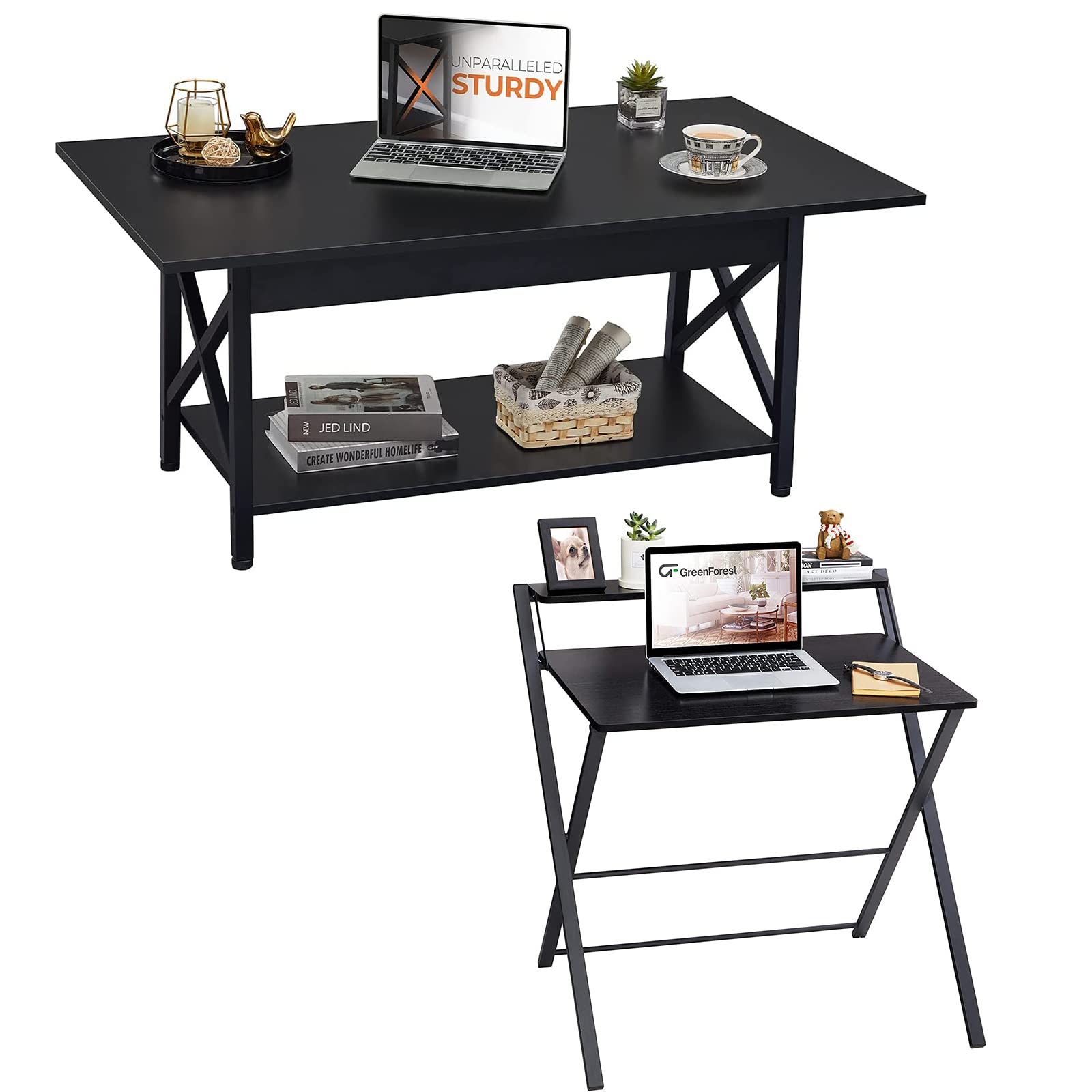 GreenForest Folding Coffee Table 43.3