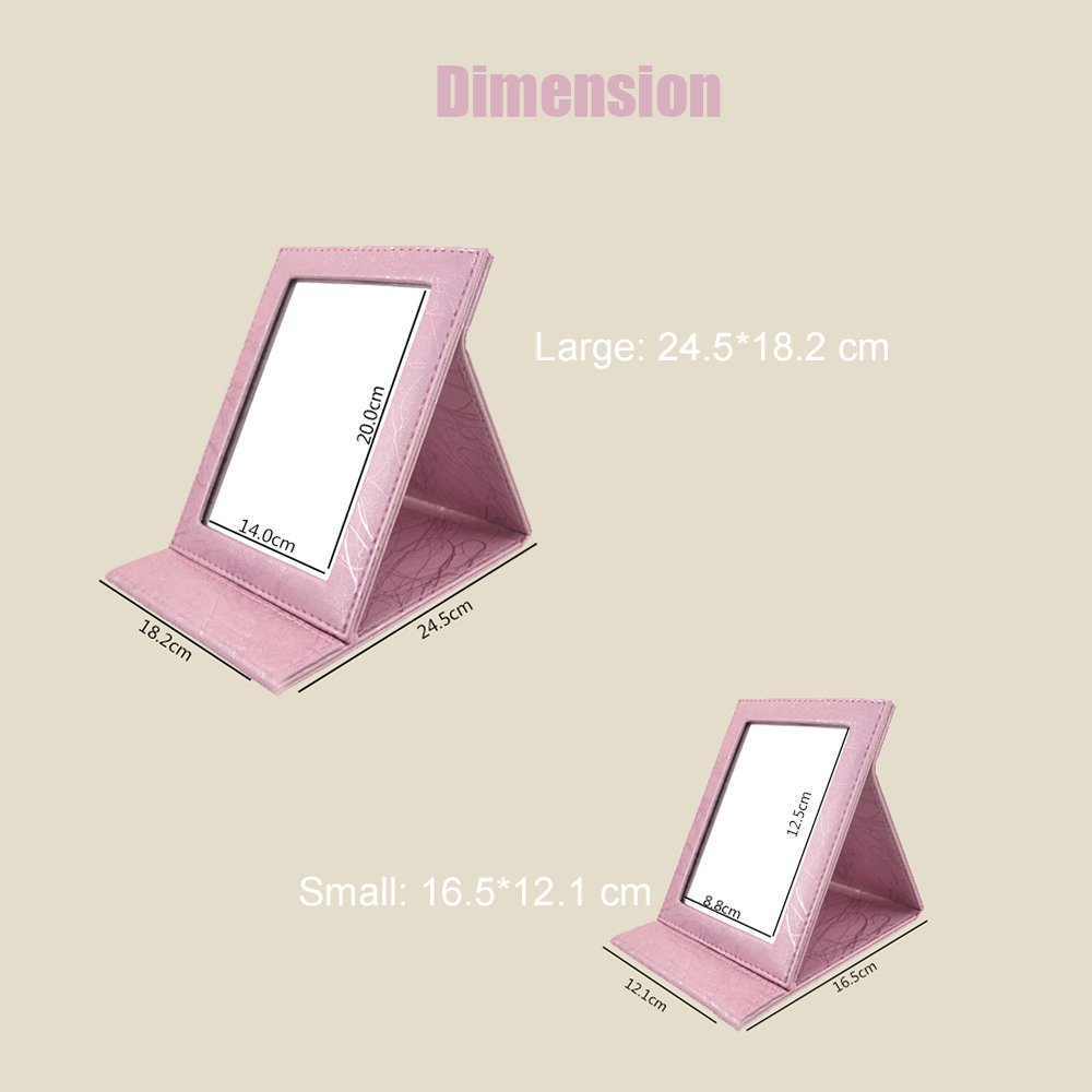 ToiM Large Black Portable Folding Vanity Mirror with Stand - Collapsible Makeup Mirror for Travel, Dressing Table & Beauty Station | Compact Dresser Mirror with Adjustable Angle for Home & Professional Use