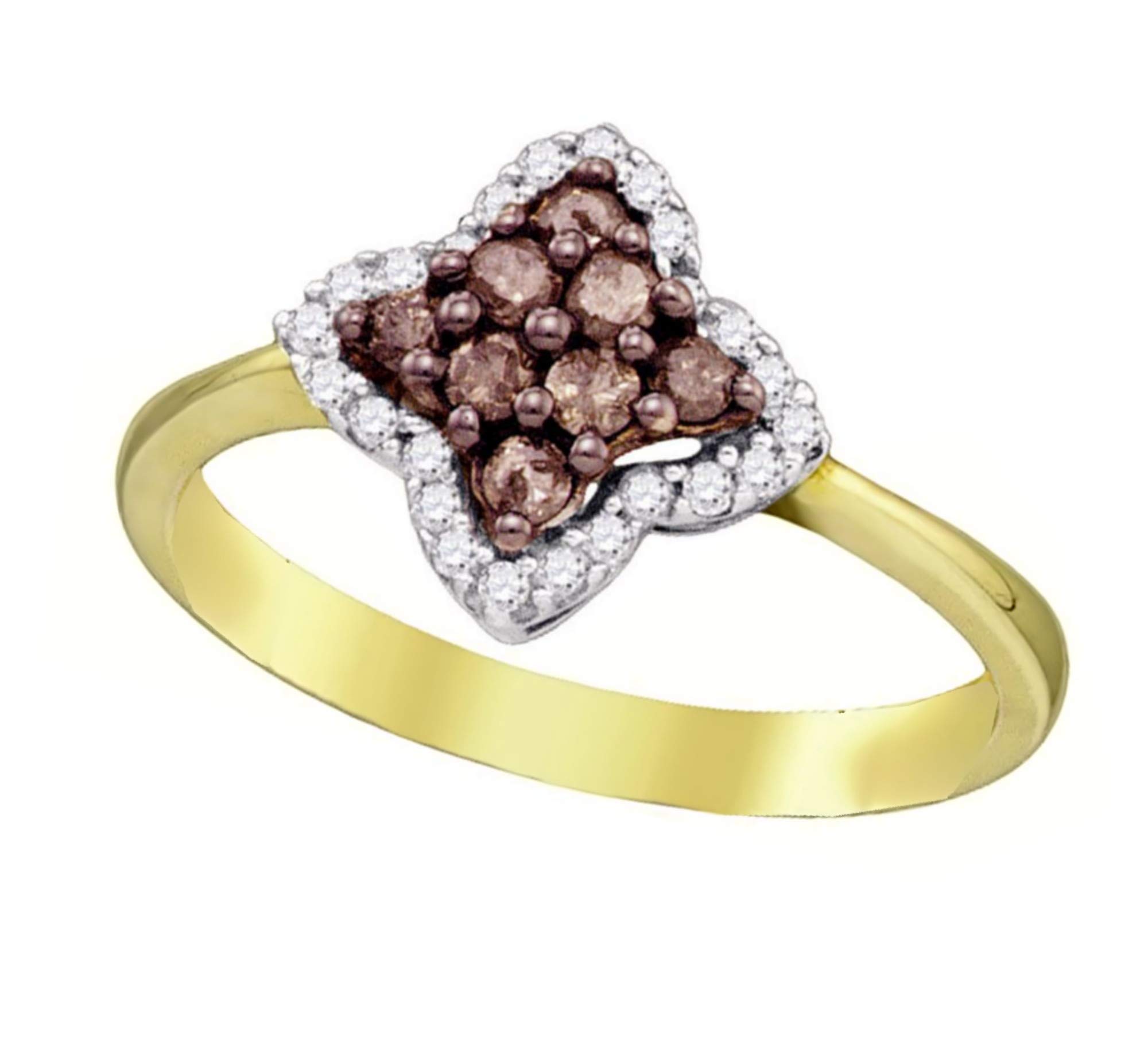 Brandy Diamond® 10K Yellow Gold Chocolate Diamond Star Light Ring 1/3 CTW - Elegant Jewelry for Women, Perfect for Anniversary Gifts, Valentine's Day & Special Occasions