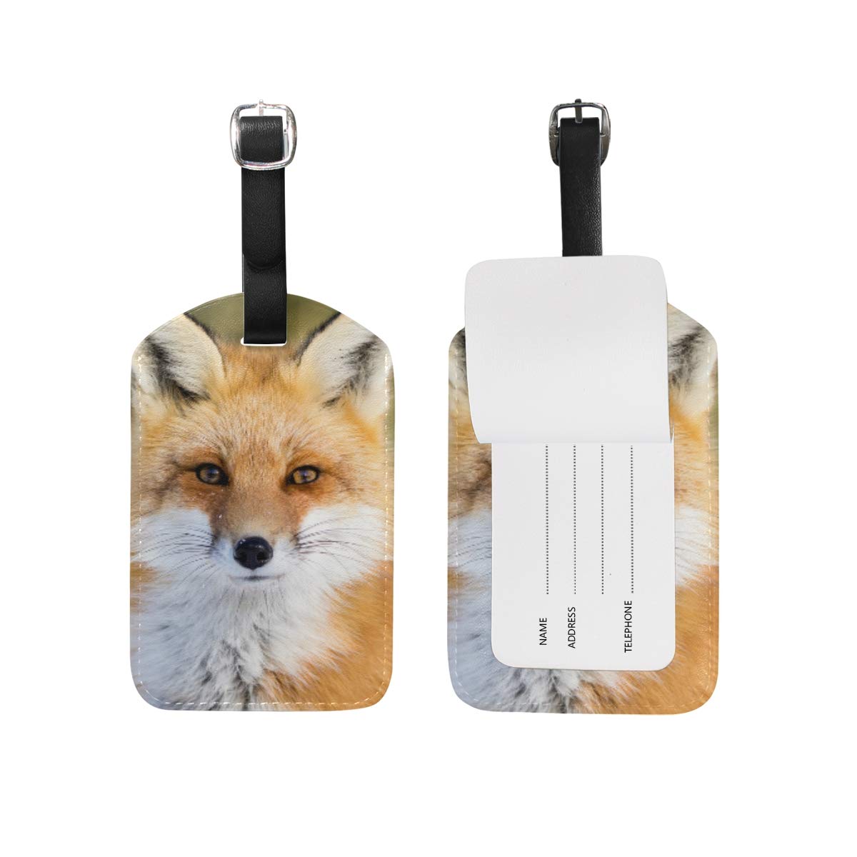 Durable Red Fox Luggage Tags - Personalized Travel ID Labels for Suitcases & Bags (1-Pack) - Perfect for Airports, Cruise Ships & Business Trips