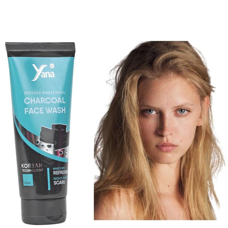 Instant Whitening Activated Charcoal Face Wash | Deep Pore Cleanser for Oily Skin | Korean Skincare Technology | Brightening & Detoxifying Facial Cleanser for Acne-Prone & Combination Skin | Perfect for Daily Skincare Routine & Deep Cleansing