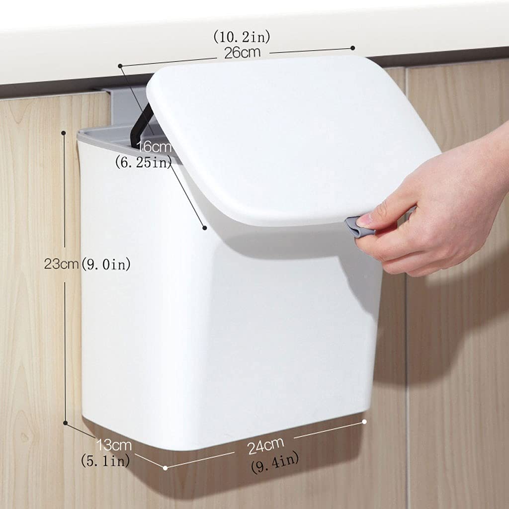 7L Hanging Trash Can for Kitchen, Bathroom & Living Room - Space-Saving Indoor Garbage Bin with Cabinet Door Mount - Perfect for Small Spaces & Creative Storage Solutions