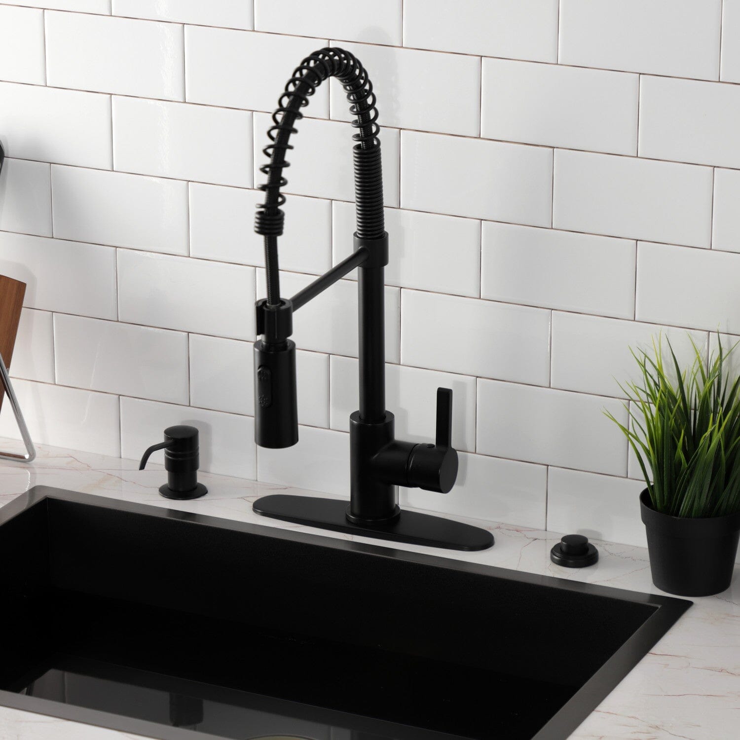 Continental Single Handle 1 Hole Deck Mount Pre Rinse Kitchen Faucet - High Arc Pull Down Sprayer for Easy Dishwashing & Food Prep | Perfect for Modern Kitchens & Commercial Use