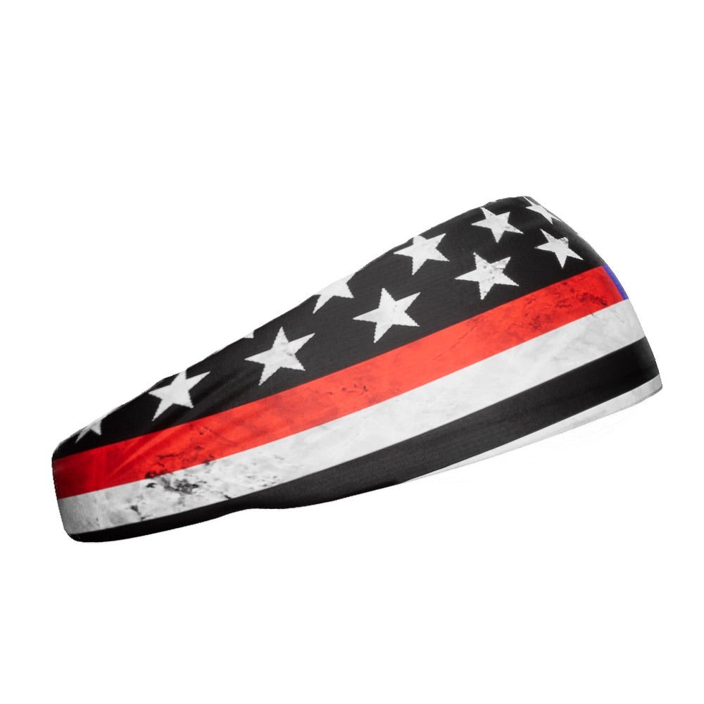 Thin Red and Blue Line Headband - Patriotic Stretchable Hairband for Police & Military Support - Perfect for Workouts, Rallies & Everyday Wear