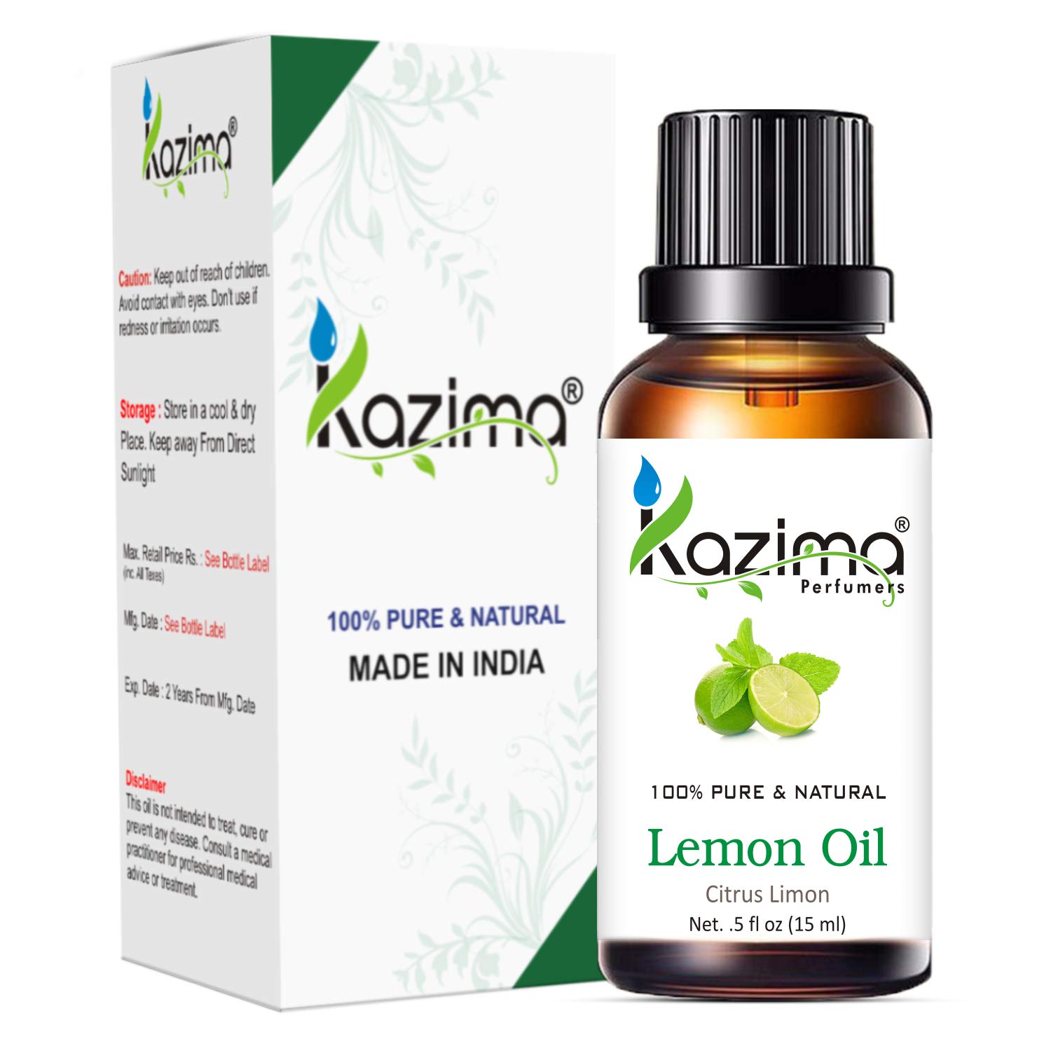KAZIMA Jojoba Oil & Lemon Oil Combo Set - 15ml Each for Skin Care, Hair Growth, Aromatherapy, Body & Massage | Natural Essential Oils for Face Moisturizer, Scalp Treatment & Relaxation Therapy