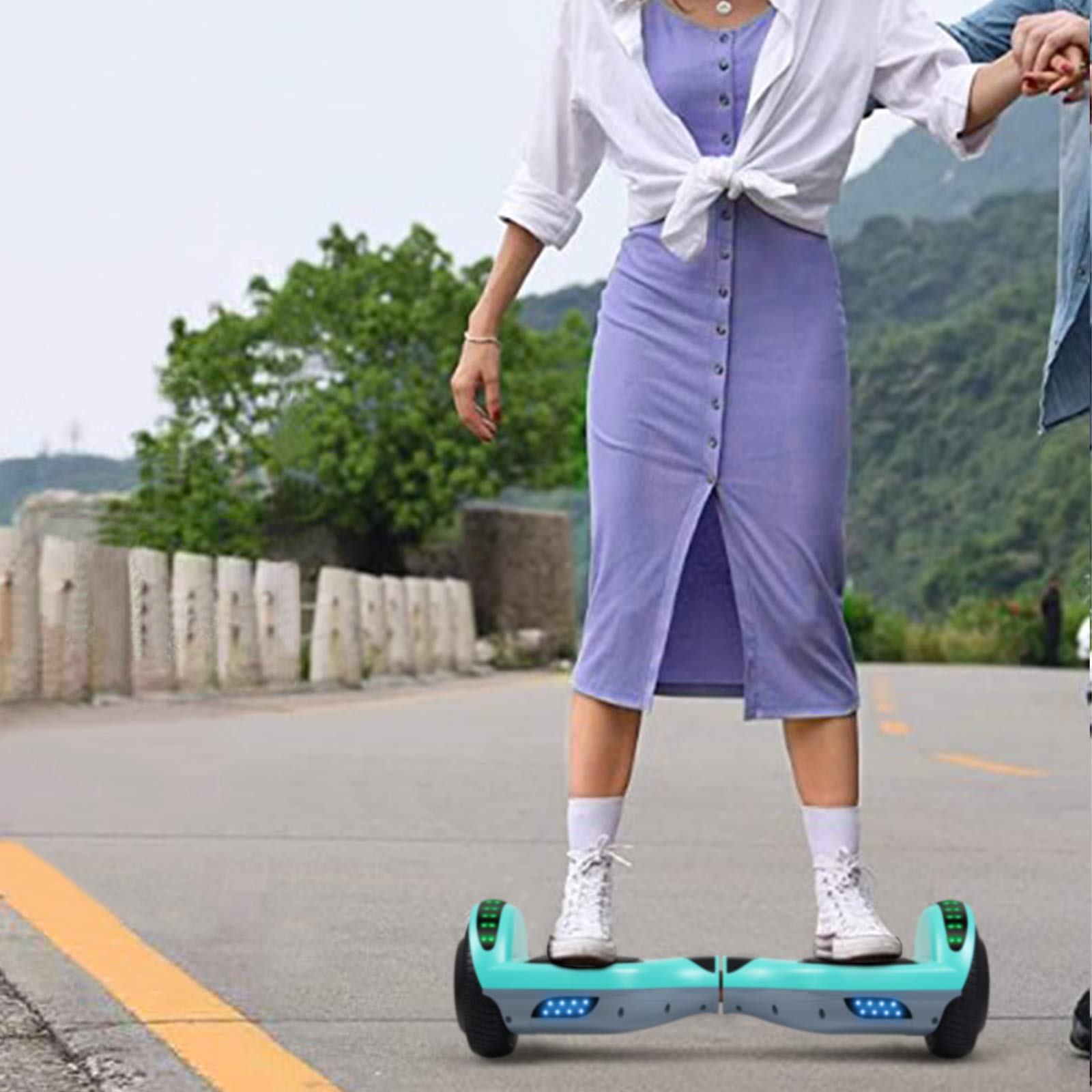 SISIGAD A12 Bluetooth Hoverboard with LED Lights - Self Balancing Scooter for Kids & Adults - Perfect for Commuting, Indoor & Outdoor Fun