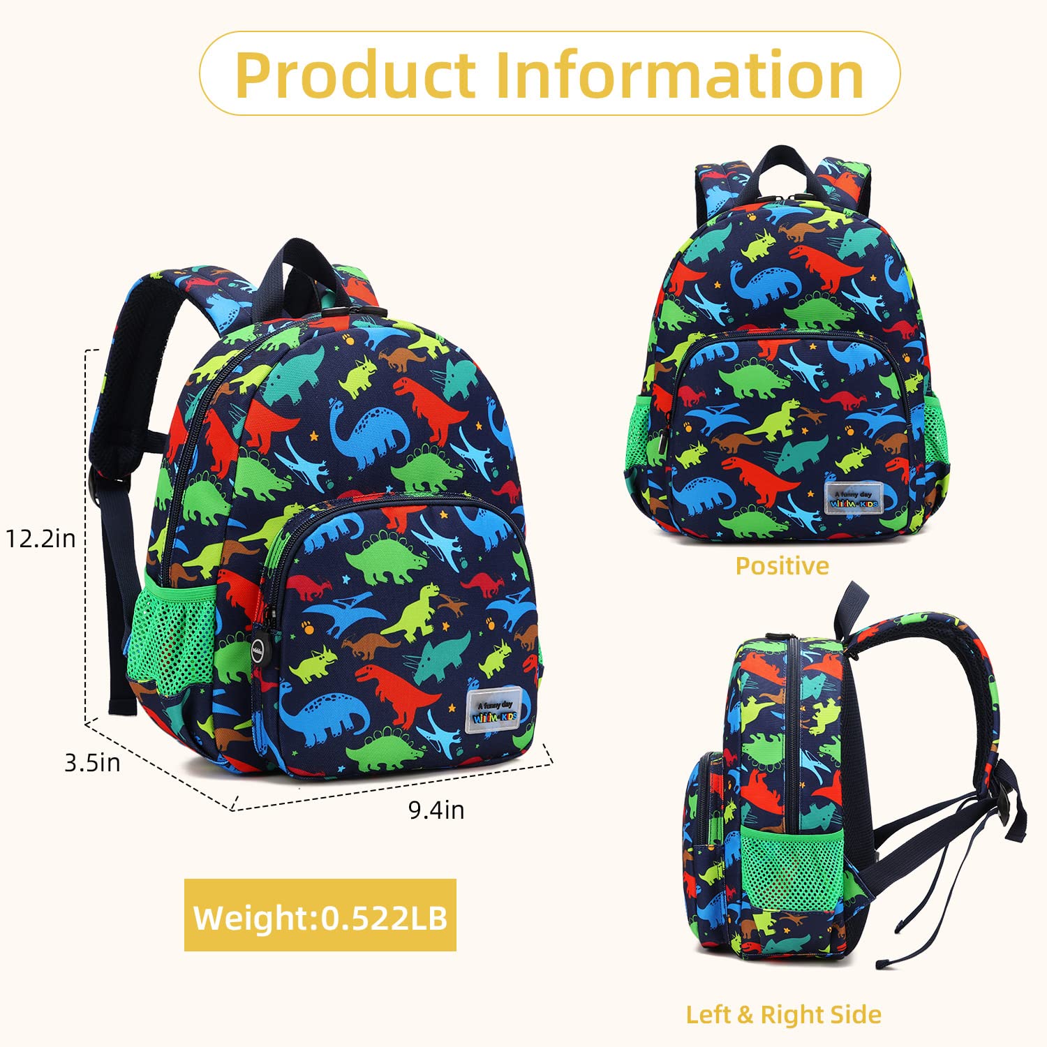 Dinosaur Backpack for Kids - 3D Mechanical Dinosaur Toddler Backpack with Safety Leash, Waterproof Preschool Backpack for Boys & Girls - Perfect for School, Travel, and Outdoor Adventures