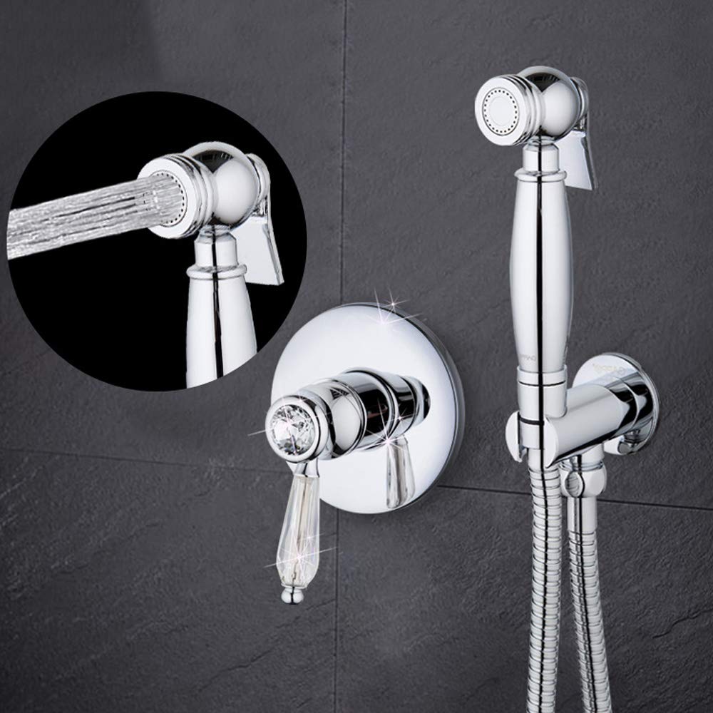 Premium Brass Handheld Toilet Sprayer with Hot & Cold Water - Chrome Bathroom Bidet Sprayer for Feminine Hygiene, Baby Cloth Diaper Cleaning & Plant Watering - Perfect for Home, Nursery & Garden Use