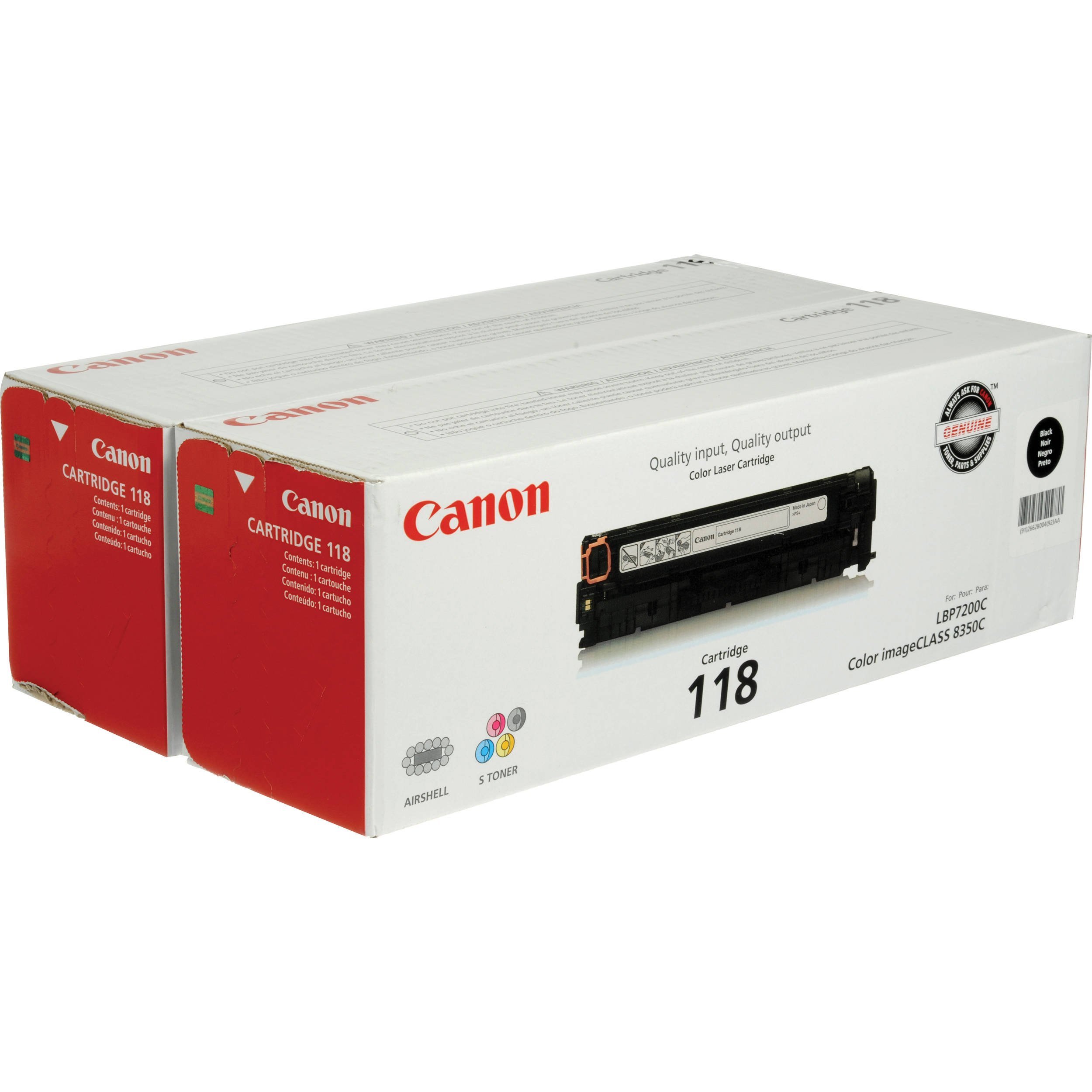 Canon 118 Black Laser Toner Cartridge 2-Pack - Compatible with imageCLASS MF8350 & MF8580 Printers | High-Yield Replacement for Office & Home Printing