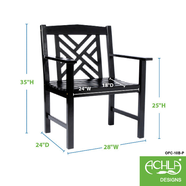 Stylish Black Fretwork Armchair - Elegant Wooden Accent Chair for Living Room, Bedroom, or Office - Perfect for Home Decor and Relaxation