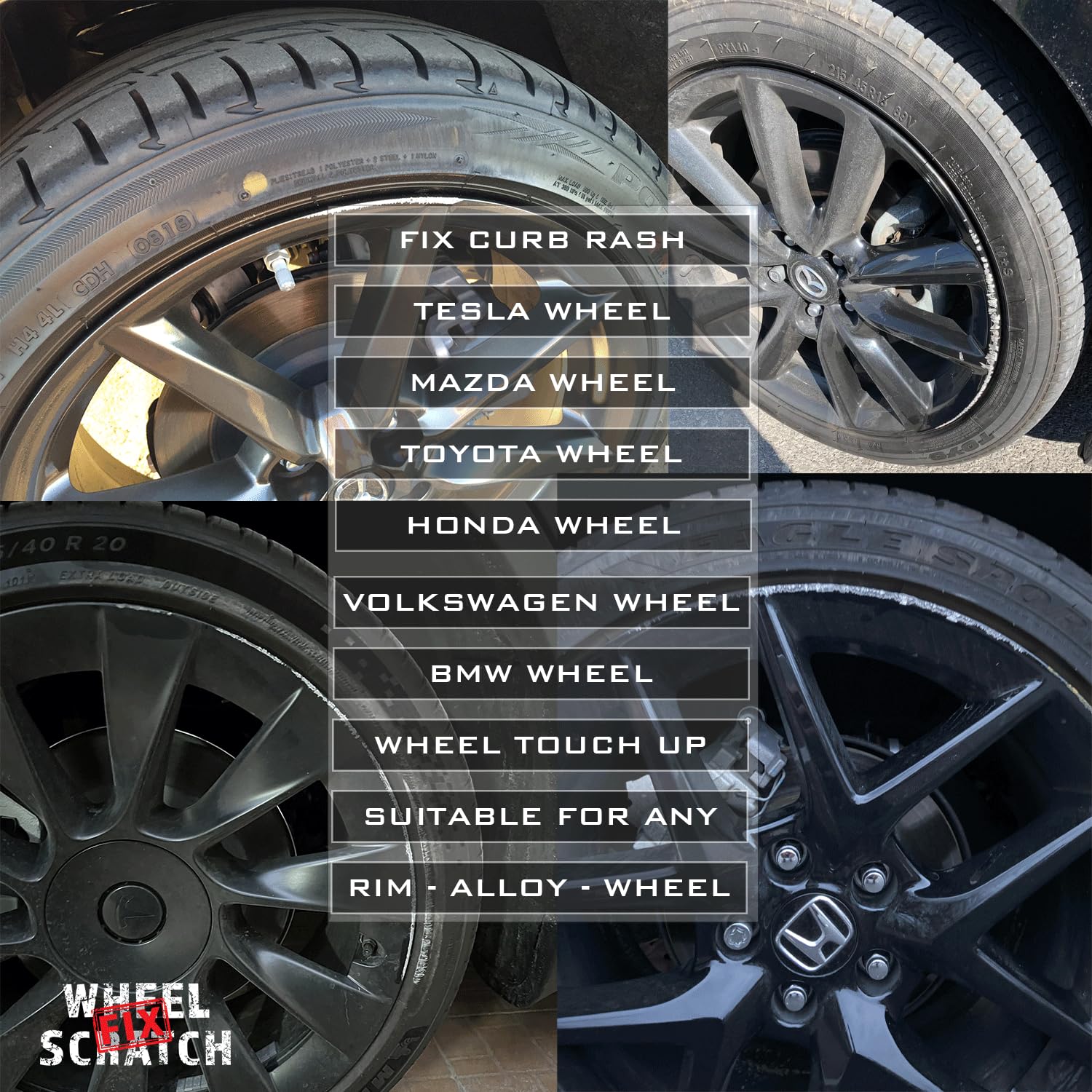 Gloss Black Rim Touch Up Paint Kit - Car Wheel Scratch Repair Kit with Paint Pen for Alloy Wheels | Universal Curb Rash & Rim Repair | Perfect for DIY Car Maintenance & Wheel Restoration