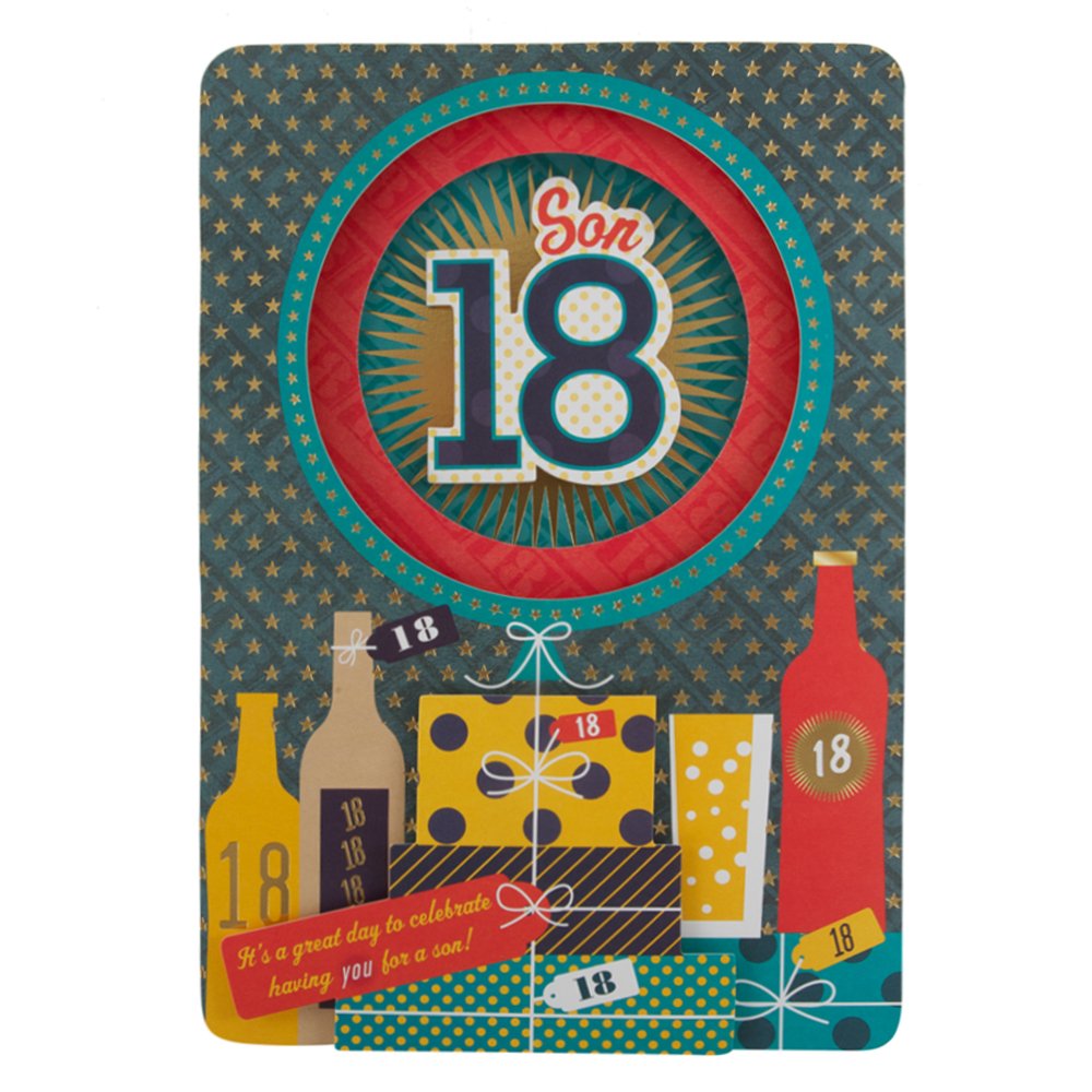 Hallmark 18th Birthday Son Contemporary 3D Greeting Card - Perfect for Milestone Celebrations & Gift Giving