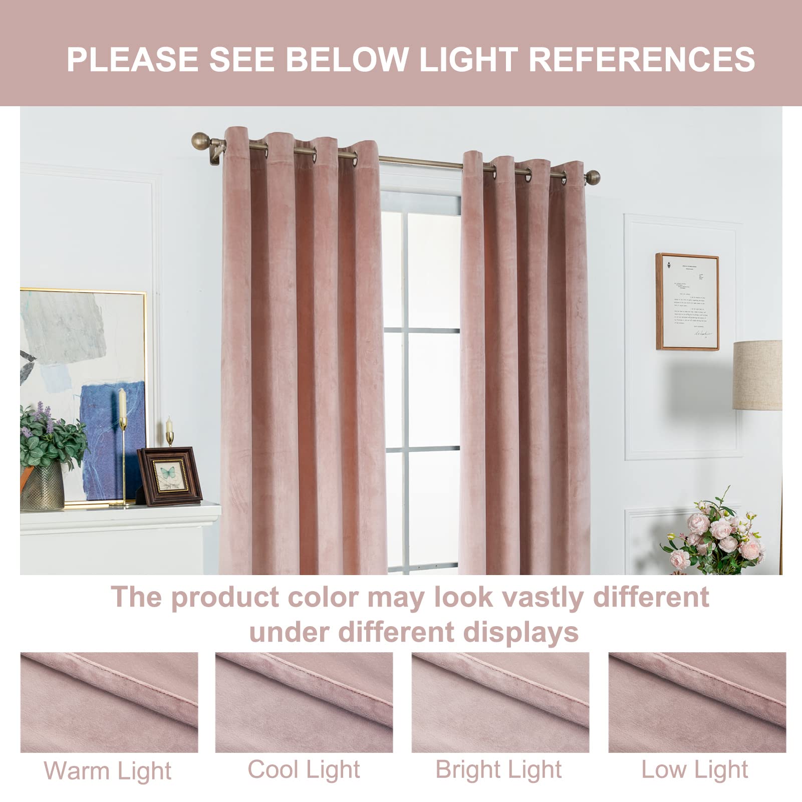 Elegant Room Darkening Velvet Curtains with Grommet Top - 52