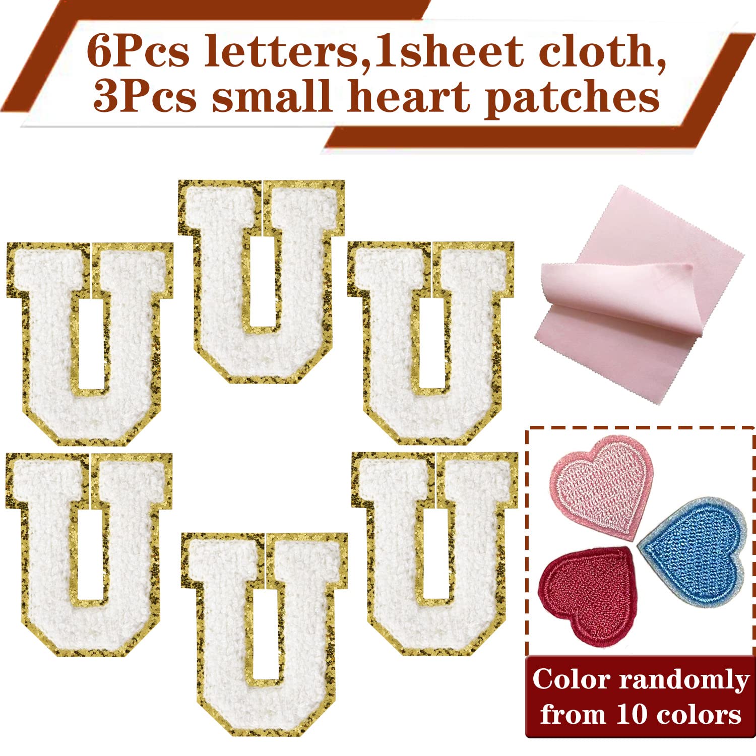 Custom Iron On Letters for Clothing - 6Pcs White Chenille Varsity Letter Patches (3.14