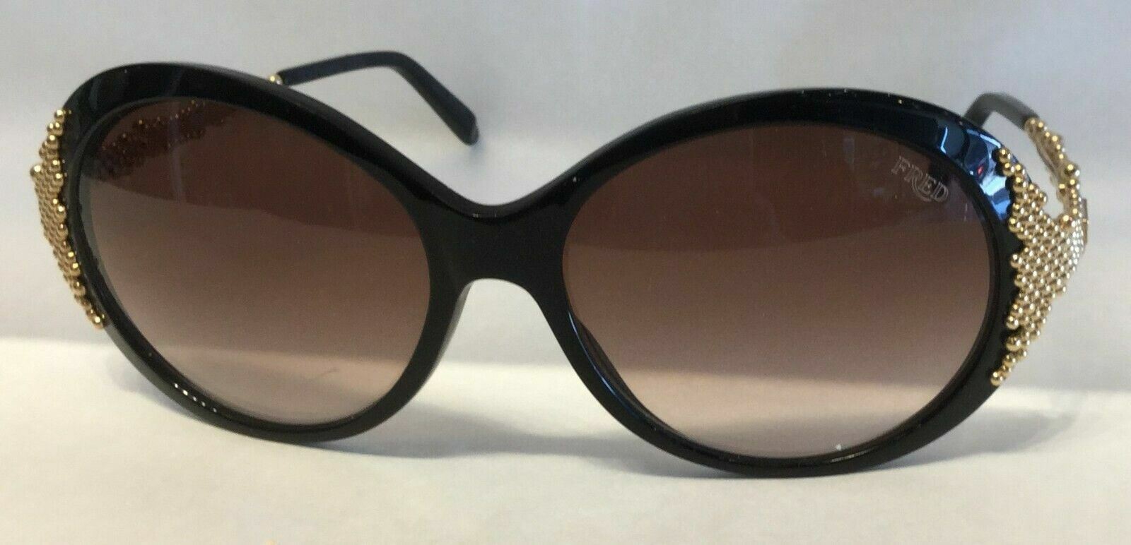 Fred Pearls 8451 Black/Gold Gradient Pearl Sunglasses for Women - Stylish UV Protection Shades for Beach, Driving & Outdoor Fashion