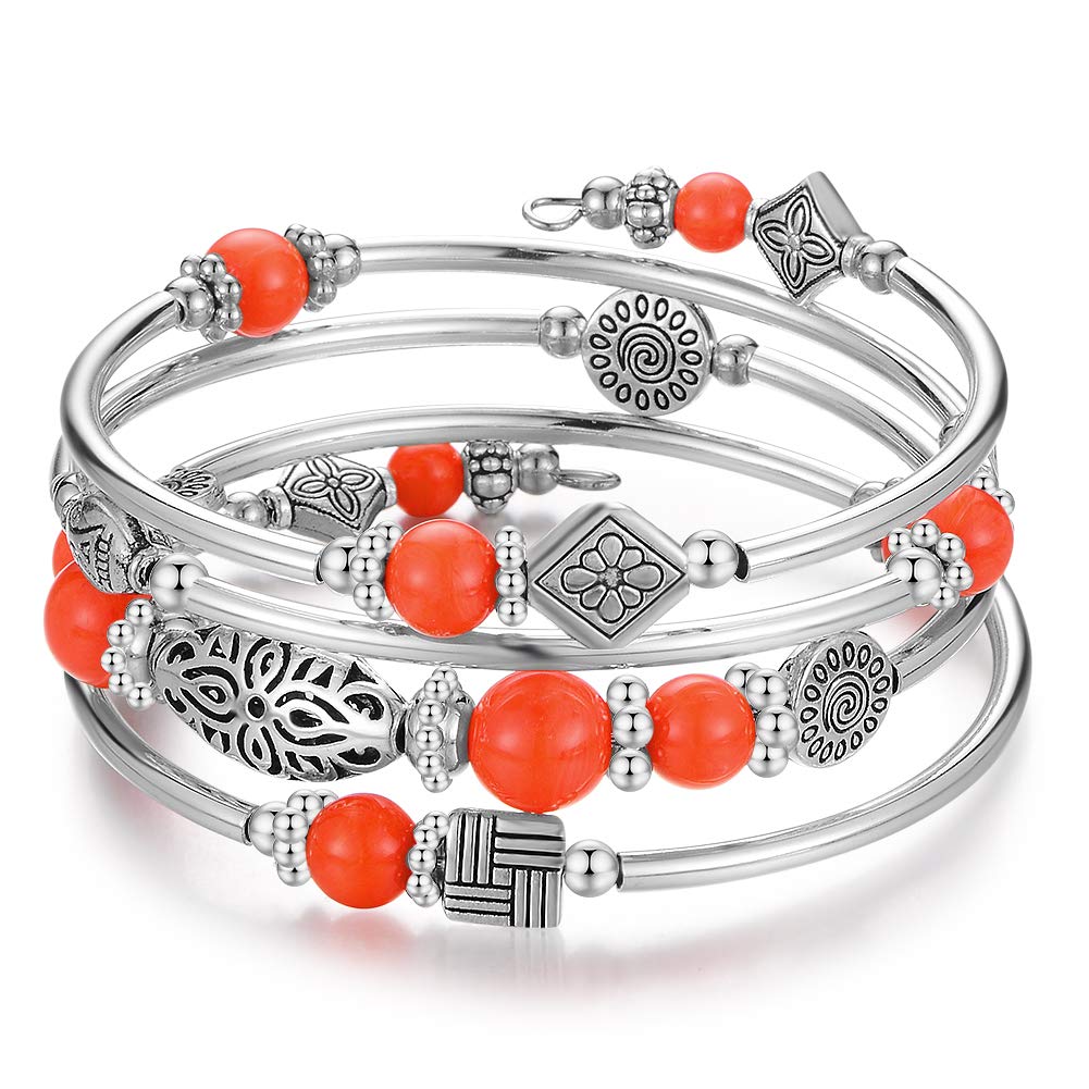 BULINLIN Turquoise Beaded Bracelet for Women - Natural Agate Stone Layered Wrap Bangle, Boho Chic Jewelry Gift | Perfect for Casual Wear, Parties & Special Occasions