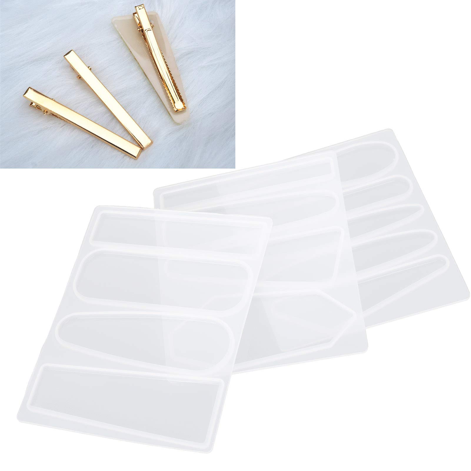 3Pcs Resin Hair Clip Molds - DIY Epoxy Barrette Casting Molds for Jewelry Making, Hair Accessories Crafting - Perfect for Creating Unique Hair Pins, Bridal Hair Clips & Fashion Accessories