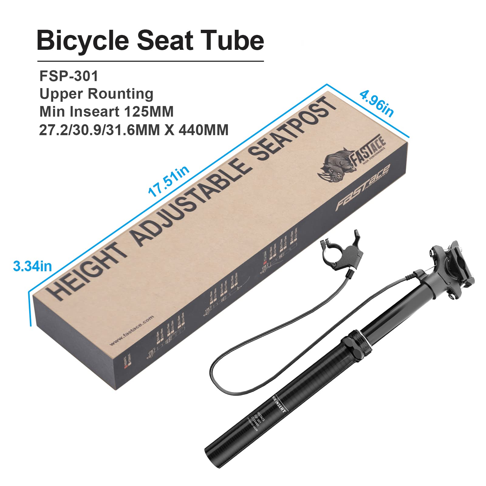 **27.2/30.9/31.6mm Bike Dropper Post - 440mm Length, 125mm Travel, 1500mm Remote for MTB & Trail Bikes - Compatible with Internal & External Cables**    *(Perfect for Mountain Biking, Trail Riding & Off-Road Adventures)*