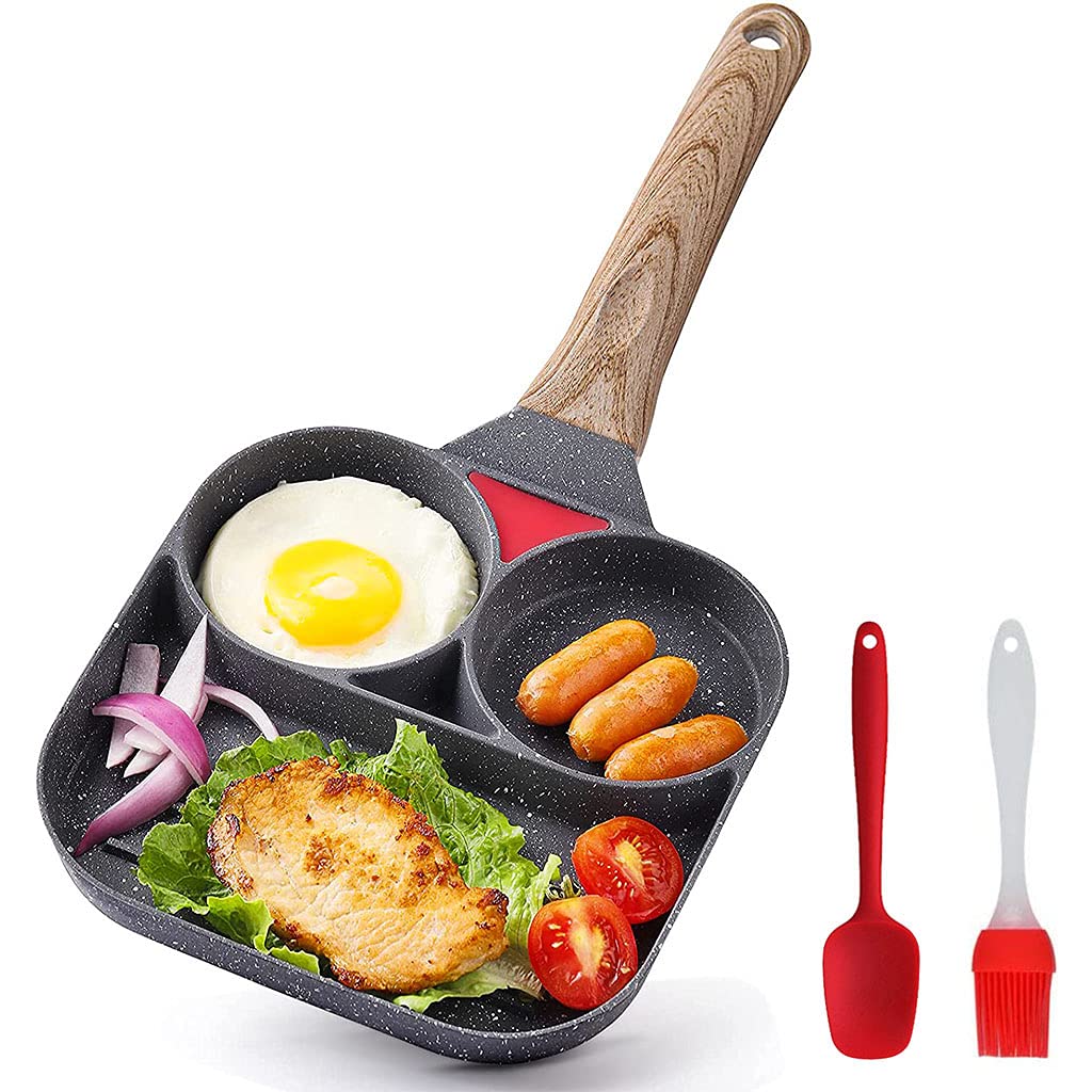 Cast Aluminum Non-Stick Multi-Section Frying Pan - All-in-1 Breakfast Griddle for Eggs, Pancakes & Bacon - Perfect for Home Kitchens, Camping & RV Cooking