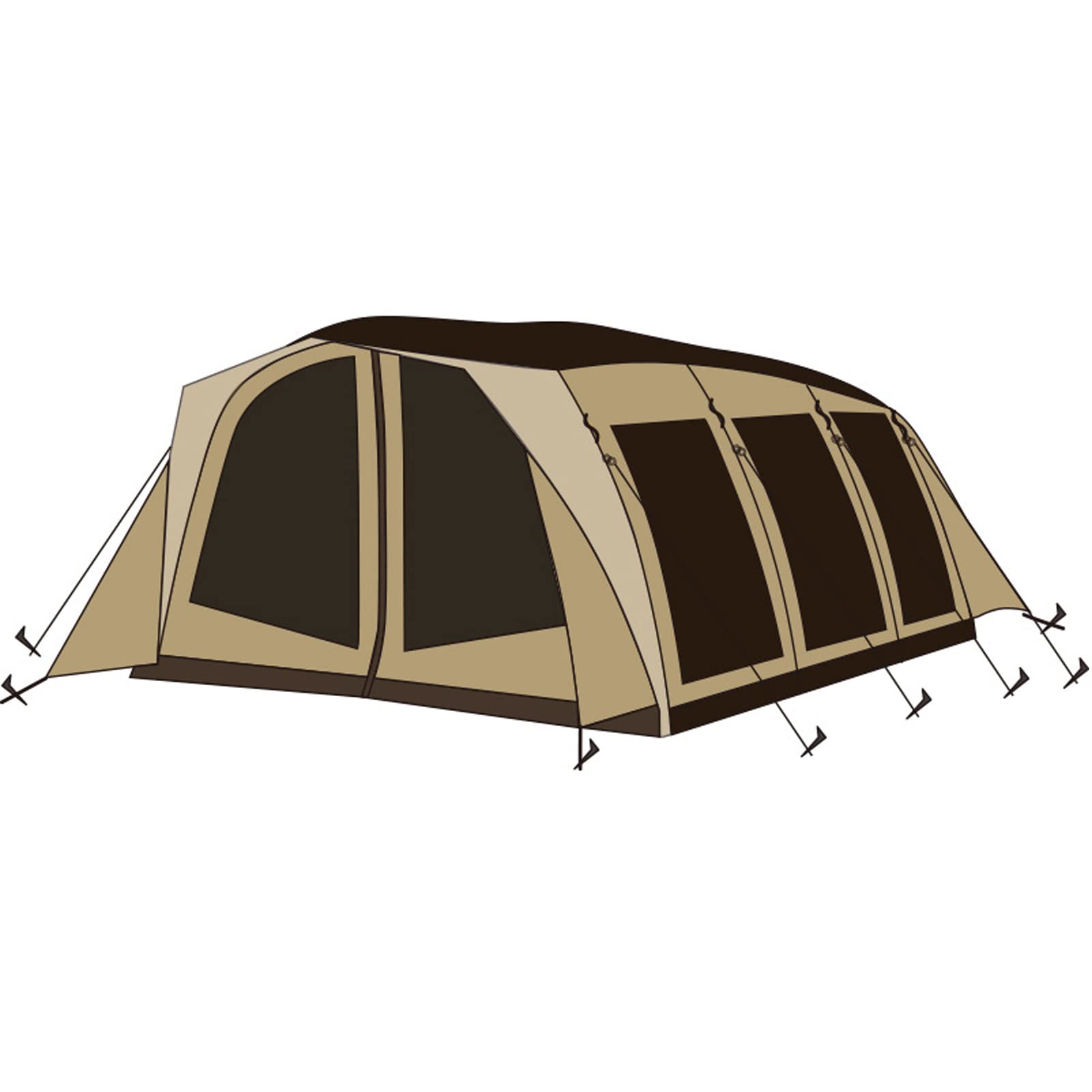 Large Inflatable Tunnel Tent - Thickened Waterproof 6-Sided Door Camping Tent for Family & Group Outdoor Adventures | Portable Pop-Up Shelter for Beach, Backyard, Festivals & Camping Trips (Khaki)