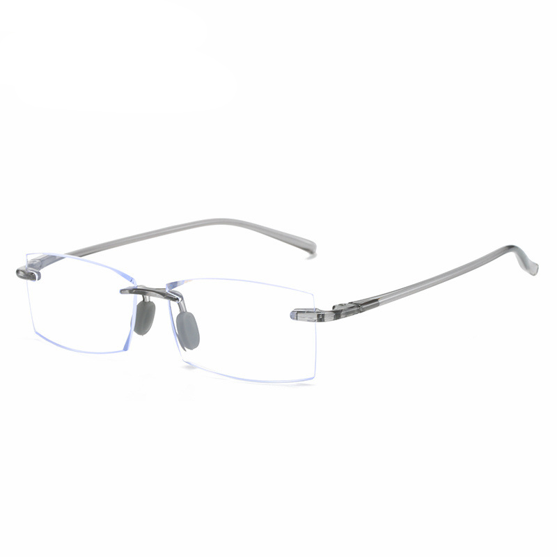 Fashion HD Frameless Square Anti Blue Light Reading Glasses for Women & Men - Reduce Eye Strain for Computer Work, Gaming & Reading