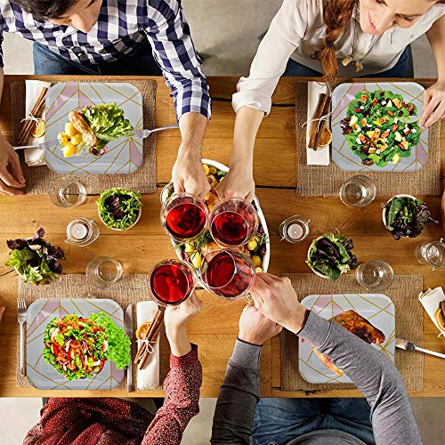 Eco-Friendly Pink and Gold Compostable Paper Plates - Pack of 20 | 9 Inch Biodegradable Party Plates for Weddings, Baby Showers & Birthday Celebrations | Sustainable Disposable Tableware