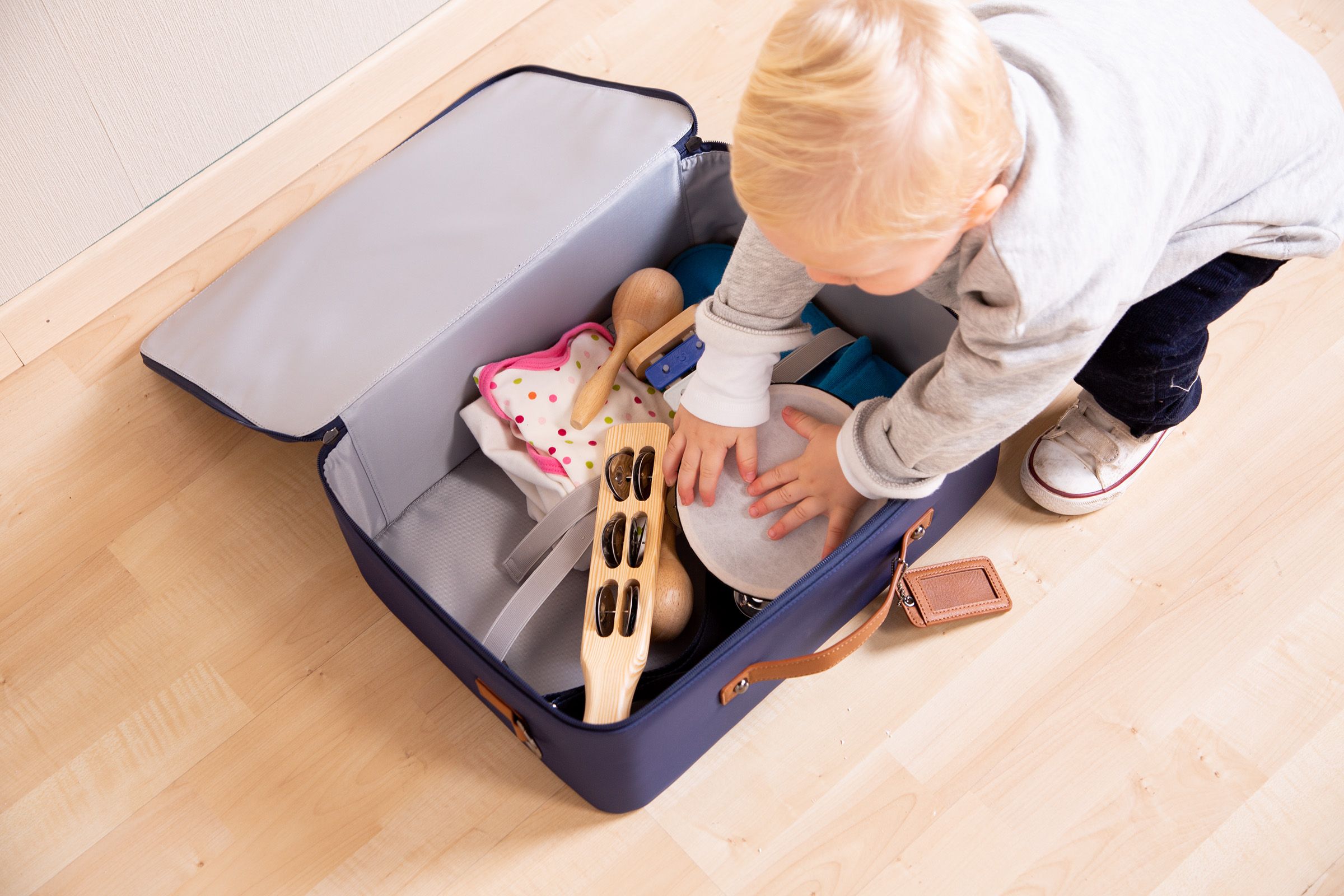 Childhome Mini Traveler Kids Suitcase - Lightweight Carry-On Luggage for Toddlers & Children - Perfect for Airplane Trips, Road Trips & Sleepovers