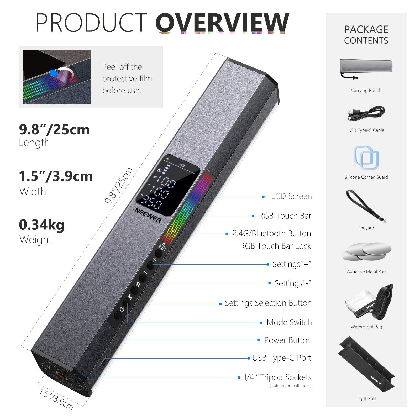 NEEWER RGB1 Magnetic Handheld Light Stick - Portable LED Video Light for Photography, Vlogging & Content Creation - Perfect for YouTube, TikTok & Live Streaming