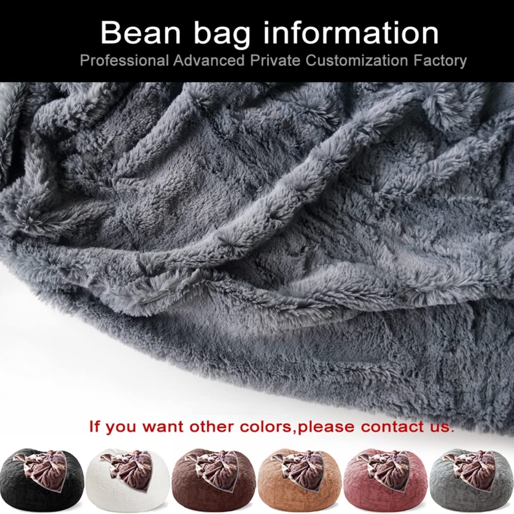 Ultra Soft Washable PV Velvet Bean Bag Chair Cover - No Filler Included, Extra Large 5ft Memory Foam Replacement with Zipper (White) | Perfect for Living Room, Bedroom, Dorm & Game Room Lounging