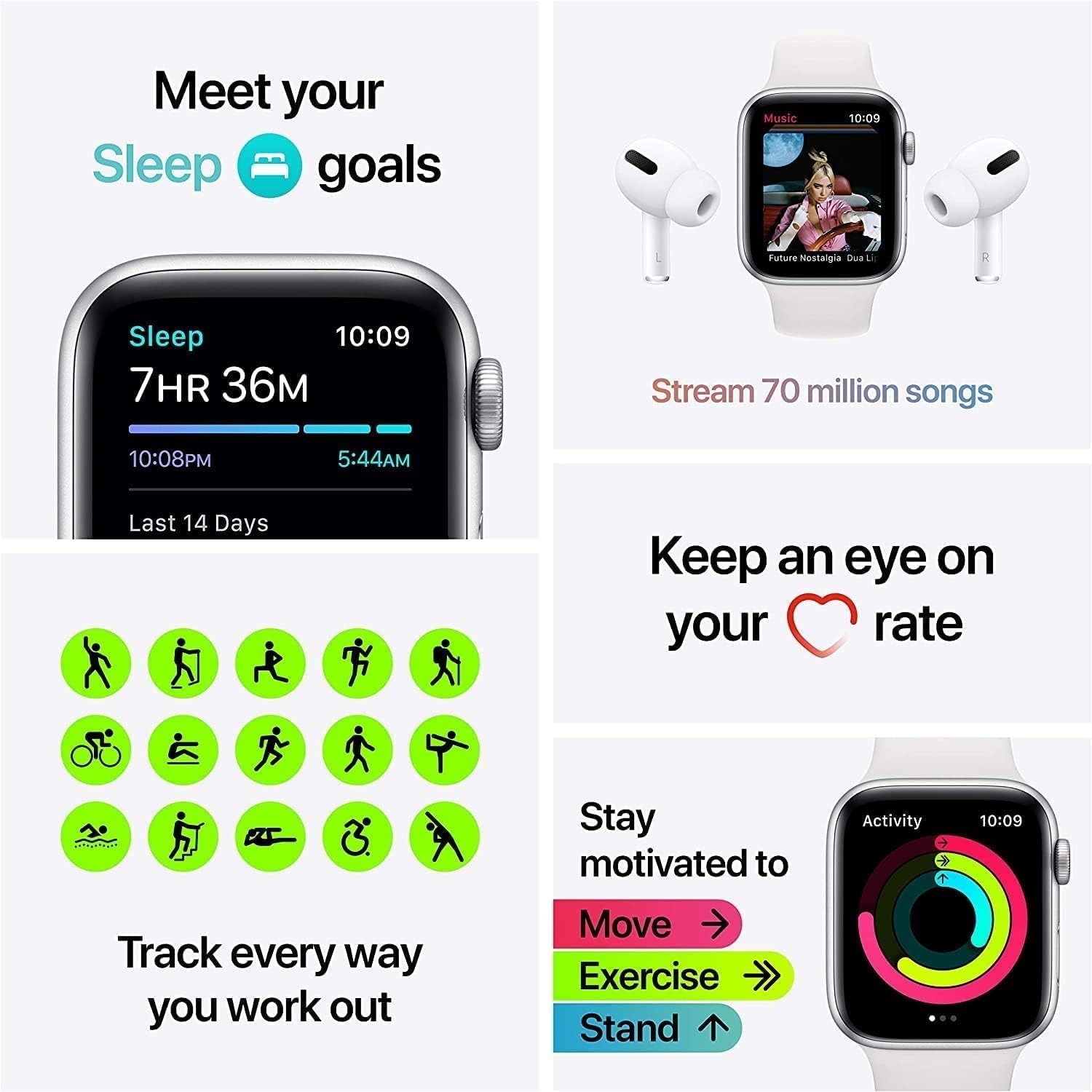 Apple Watch SE (GPS + Cellular, 44mm) - Space Gray Aluminum Case with Midnight Sport Band - Renewed Premium Smartwatch for Fitness Tracking, Calls & Notifications - Perfect for Workouts, Running & Daily Use