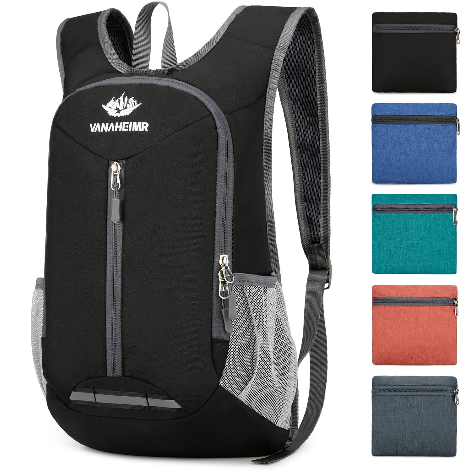 Esup 15L Lightweight Foldable Hiking Backpack - Compact Travel Daypack for Camping, Hiking & Outdoor Adventures - Water-Resistant Packable Backpack for Women & Men (Black)