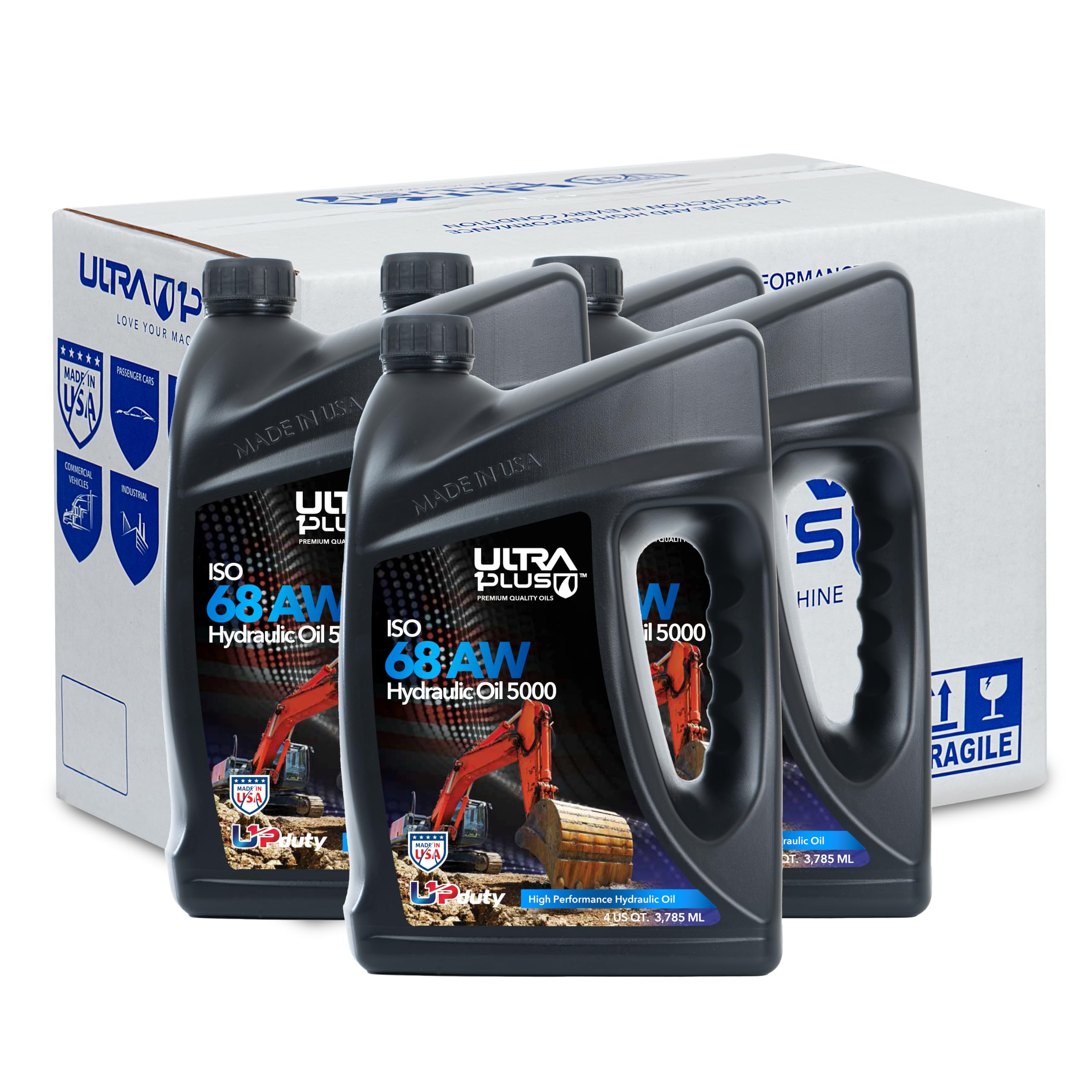 Premium AW ISO 68 Hydraulic Oil - 4 Gallon Pail for Heavy Machinery & Industrial Equipment - Ideal for Hydraulic Systems, Construction Equipment, and Agricultural Machinery