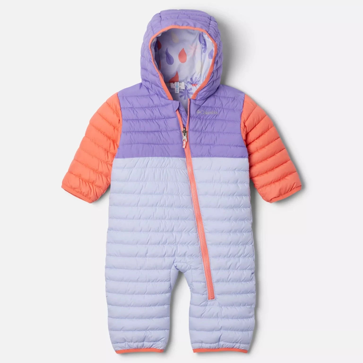 Columbia Snowdrift/Paisley Purple/Coral Powder Lite II Reversible Baby Bunting - Warm & Cozy Infant Winter Wear for Outdoor Adventures & Stroller Walks