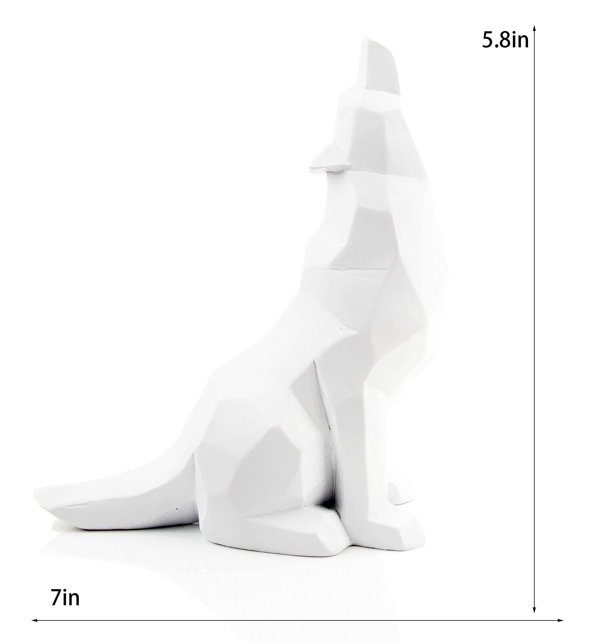 Howling Wolf Statue - White Wolf Figurine for Home Decor, Office Desk, Cabin & Wilderness Themed Decorations