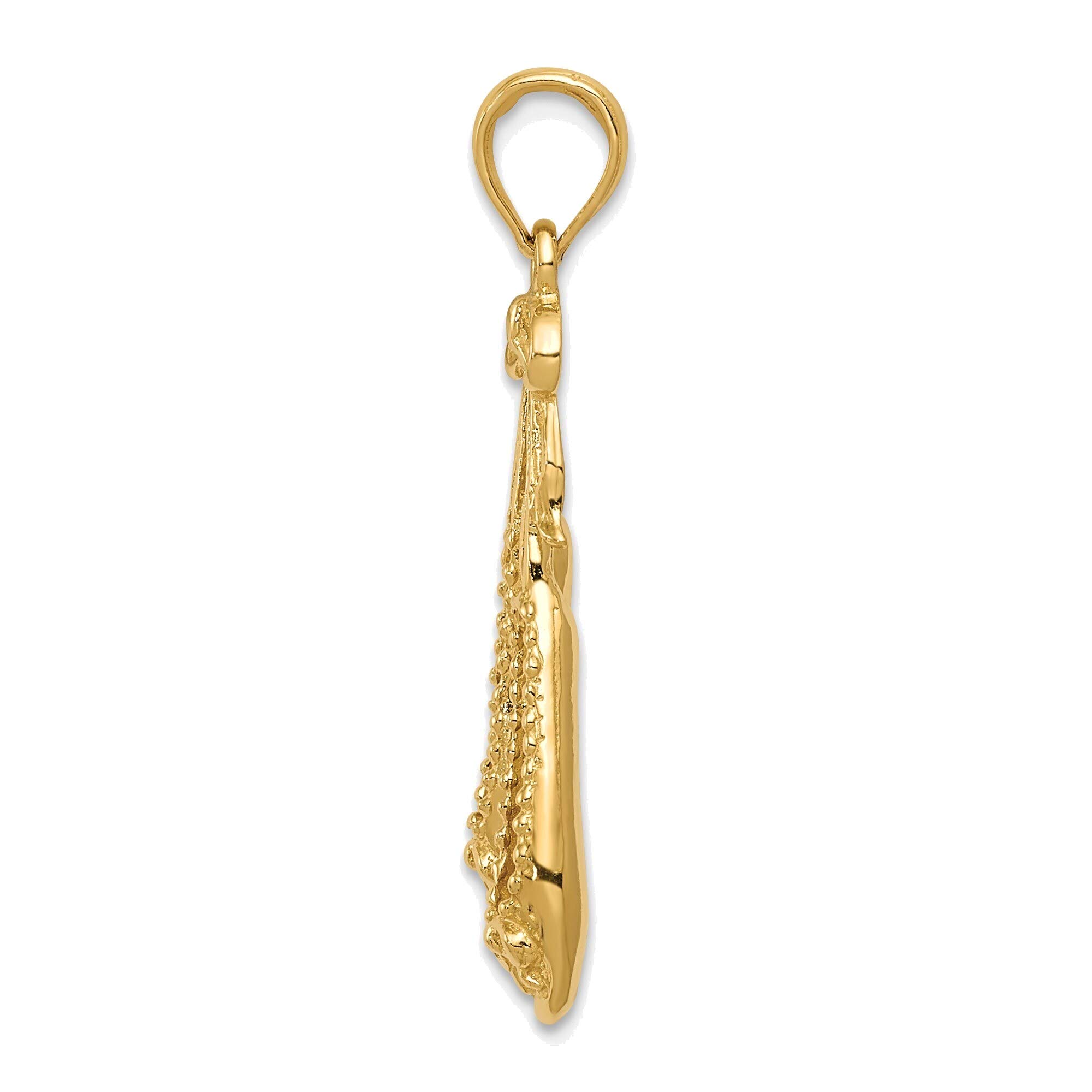 Bonyak Jewelry 14K Yellow Gold Solid Satin Polished Ballet Slippers Pendant - Elegant Gift for Dancers & Ballet Lovers