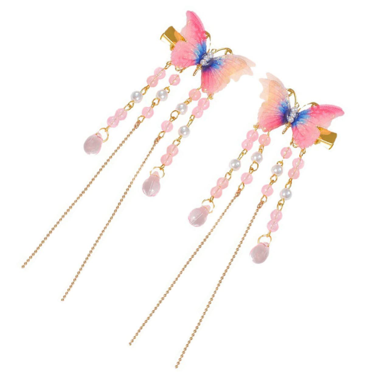 Beavorty 2pcs Butterfly Hair Clips for Girls - Tassel Barrette with Moving Wings - Cute Hair Accessories for School, Parties & Everyday Wear