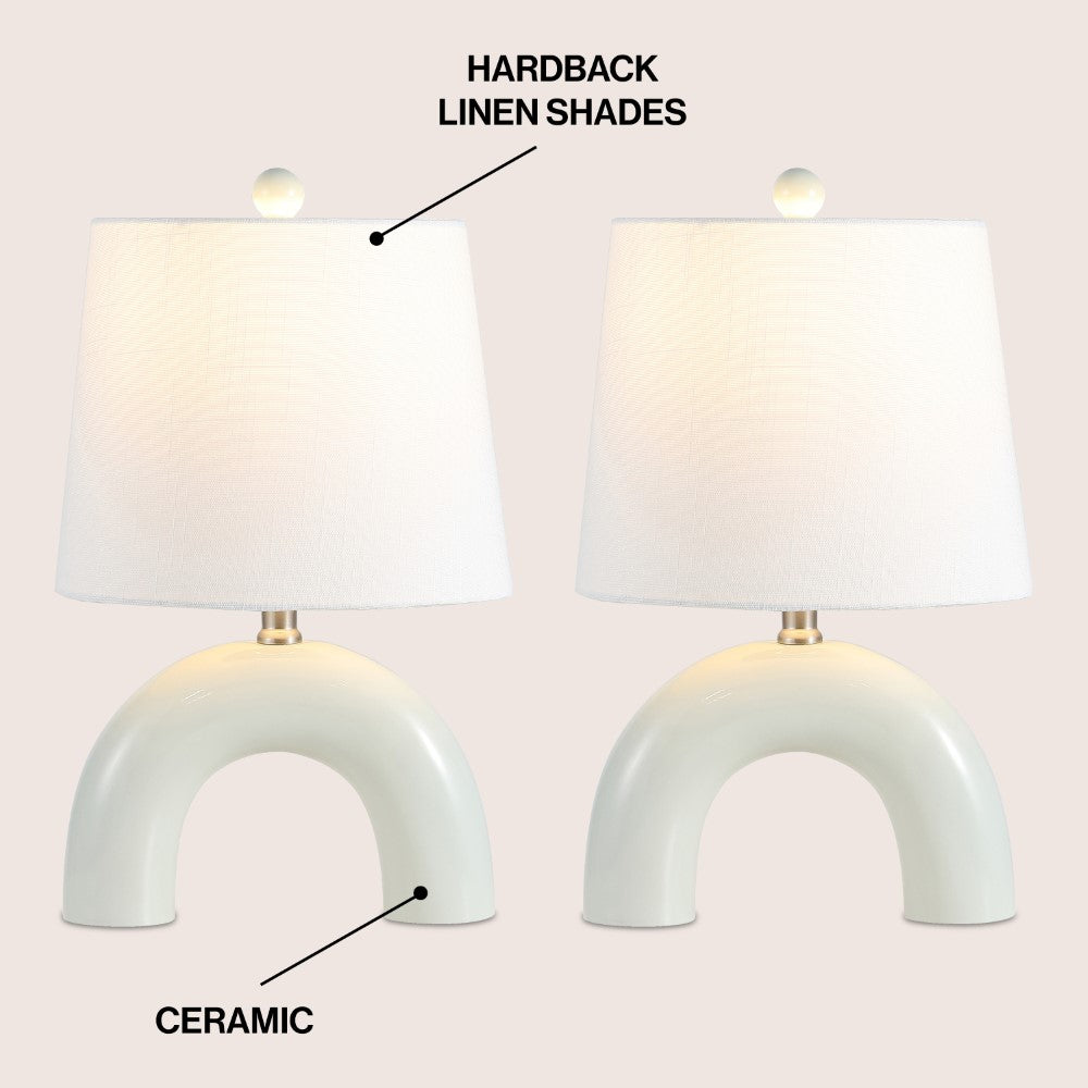 Scandinavian Minimalist Ceramic Arch LED Table Lamp - 17.75
