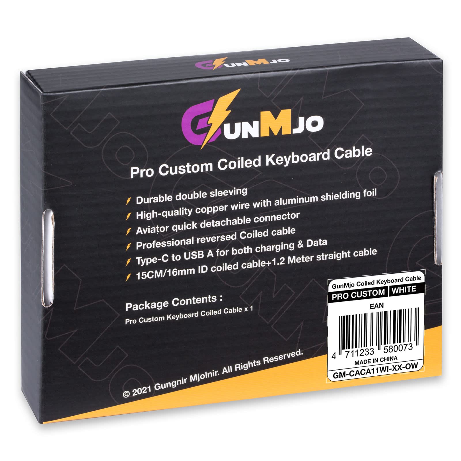 Premium Custom Coiled USB C Cable for Gaming Keyboards - Double-Sleeved Mechanical Keyboard Cable with Detachable Metal Aviator Connector (1.5M USB-C to USB-A, White) - Perfect for Esports, Streaming & Professional Gaming Setups