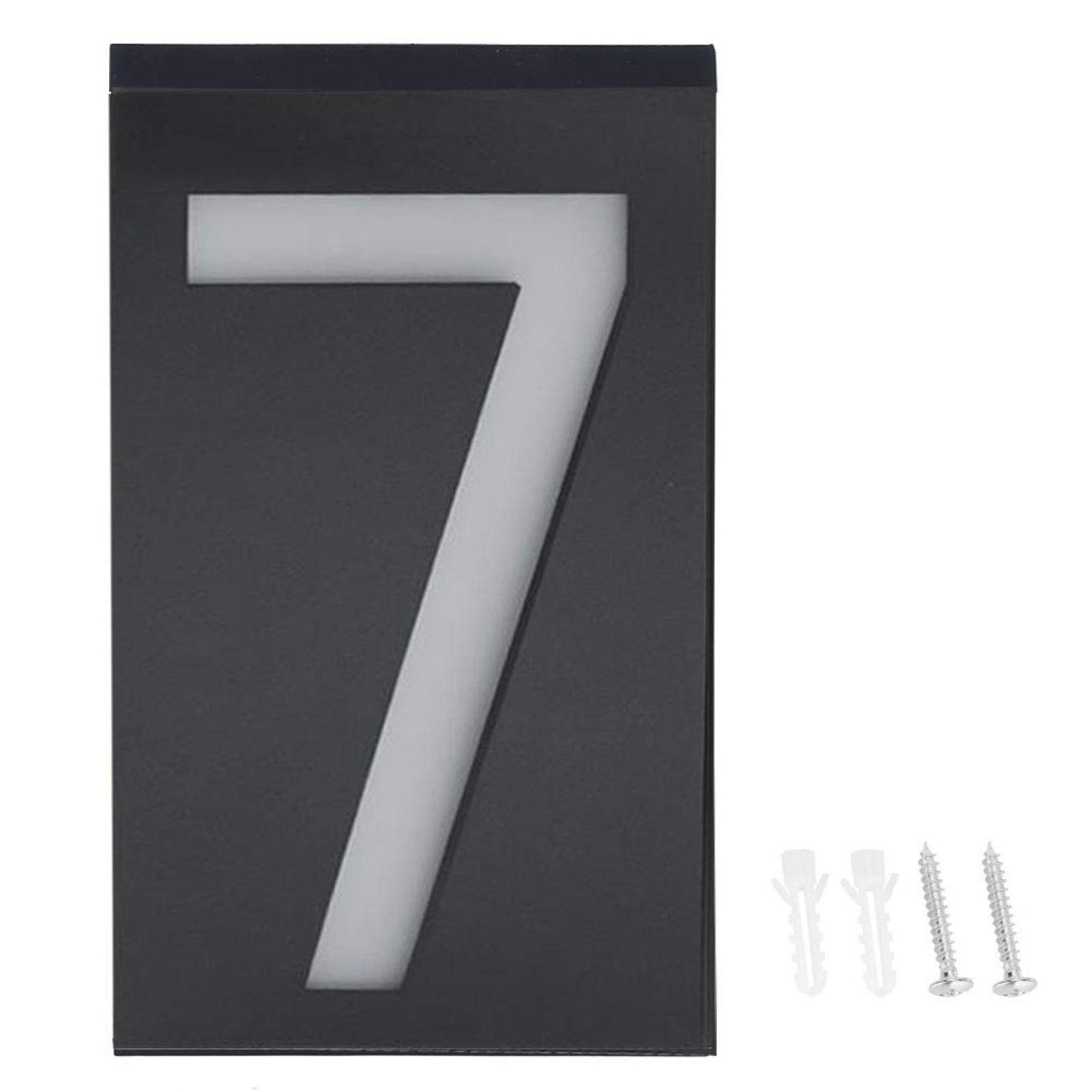 Solar Powered LED Address Number Sign - Outdoor House, Hotel & Store Door Light Plate (Number 7) | Weatherproof Illuminated Numbers for Night Visibility & Curb Appeal