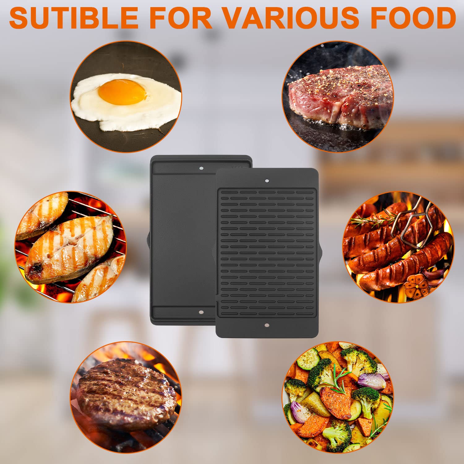 Weber Genesis 300 Series Cast Iron Grill Griddle - Compatible with E-310, S-310, E-320, S-320, E-330, S-330, EP-310, EP-320, EP-330, CEP-310 Gas Grills - Heavy Duty Griddle Accessories (1-Pack) - Perfect for Outdoor BBQ, Camping & Backyard Cooking