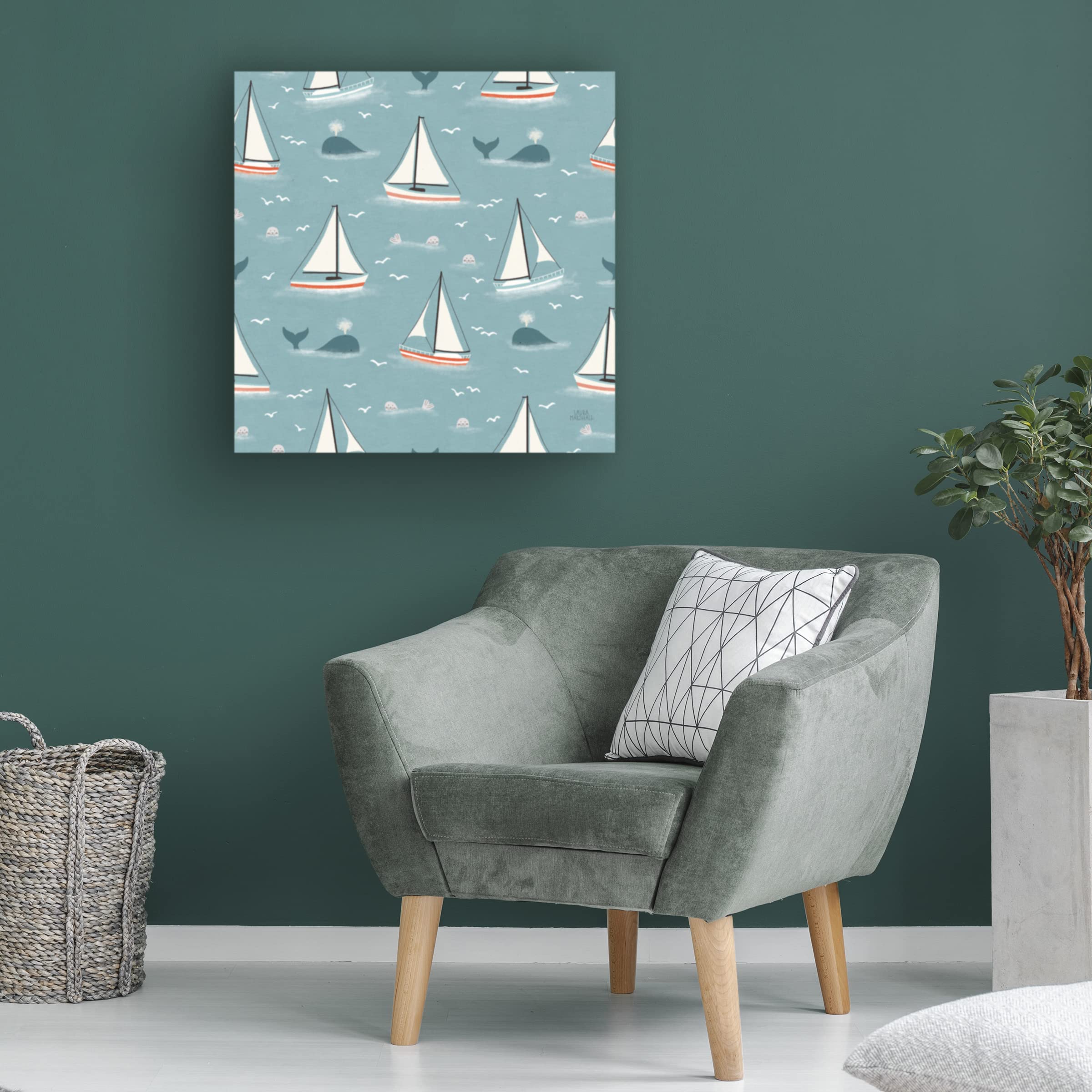 Laura Marshall 'Seaside Village Pattern III' Canvas Wall Art Print - Coastal Home Decor for Living Room, Bedroom & Office