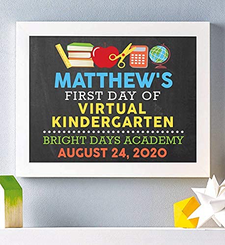 First Day of Virtual School Printable Sign | Customizable Chalkboard Poster for Kindergarten & Kids | Back to School Photo Prop | Perfect for Homeschooling & Distance Learning Memories