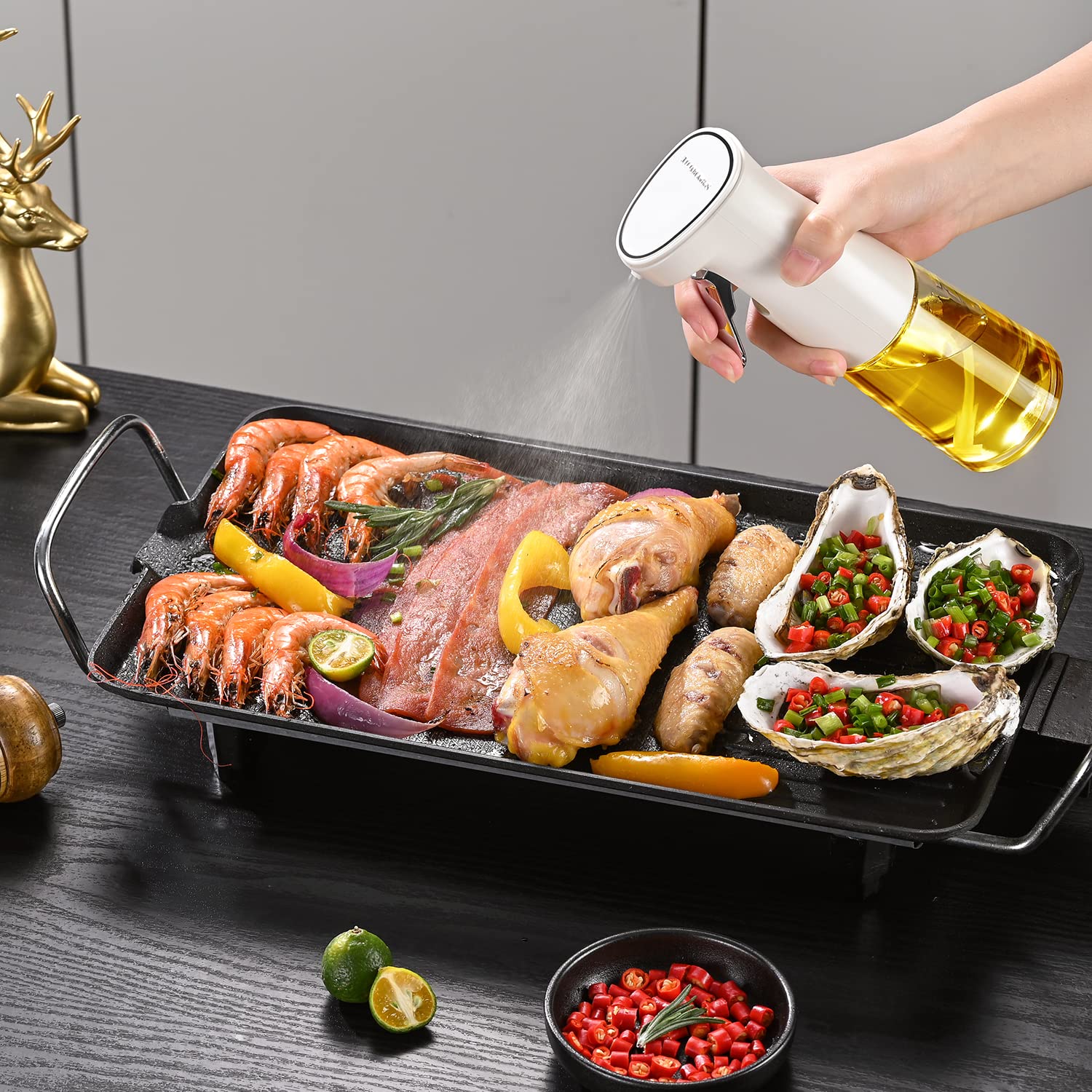 240ml Glass Olive Oil Sprayer Mister - Premium Kitchen Gadget for Air Fryer, Canola Oil Spritzer - Perfect for Salad Making, Baking, Frying & BBQ Cooking - Ideal for Healthy Cooking & Meal Prep