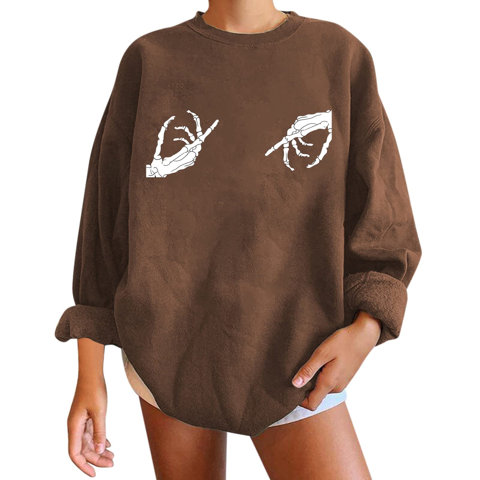Boho Women's Hoodless Loose Full Zip Sweatshirt - Round Neck Casual Pullover Long Sleeve Top for Everyday Wear & Layering