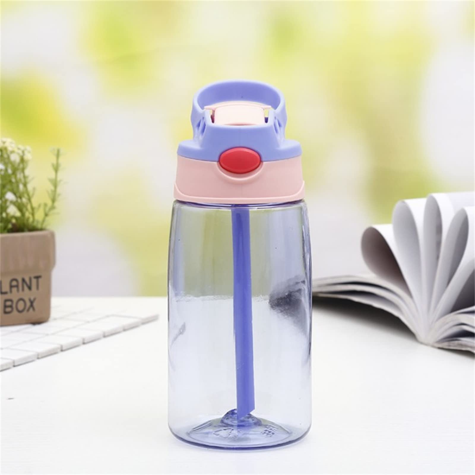 TTBUY Flip Top LED Straw Water Bottle - 20oz Leak Proof Sports Water Bottle with Spill-Proof Cover for Cycling, Hiking, Camping & Gym - Purple Glow in The Dark Hydration Bottle for Outdoor Activities & Night Running